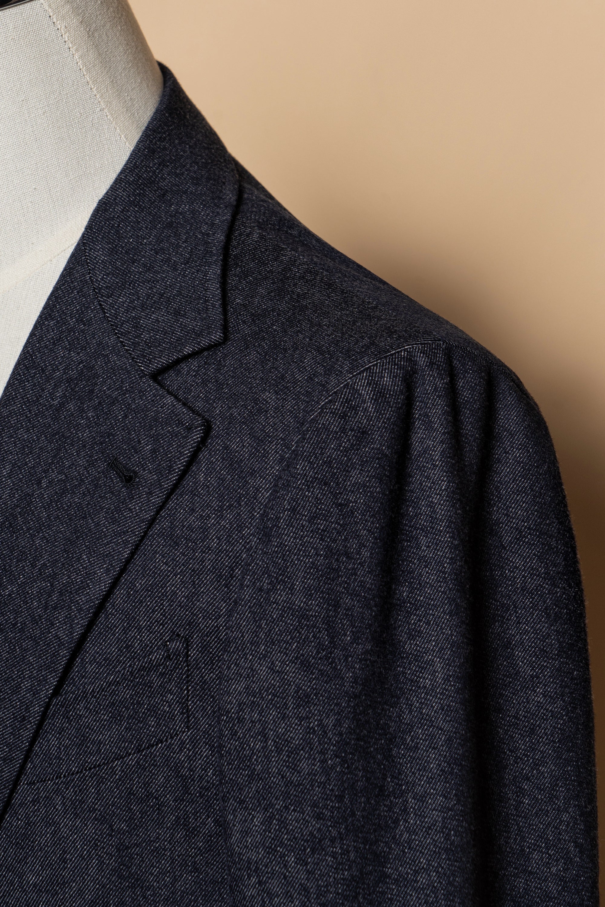 MTO Navy Denim 150s Wool Flannel Suit
