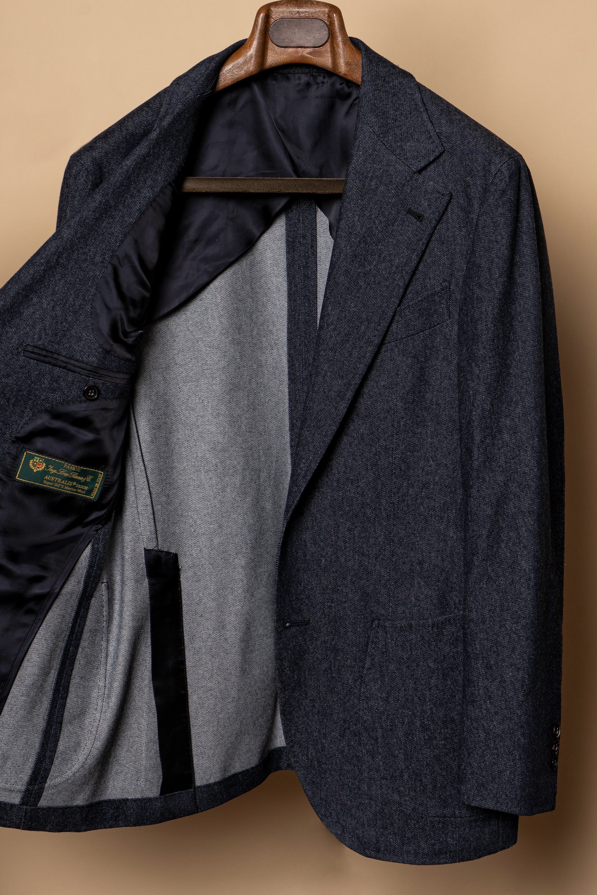 MTO Navy Denim 150s Wool Flannel Suit