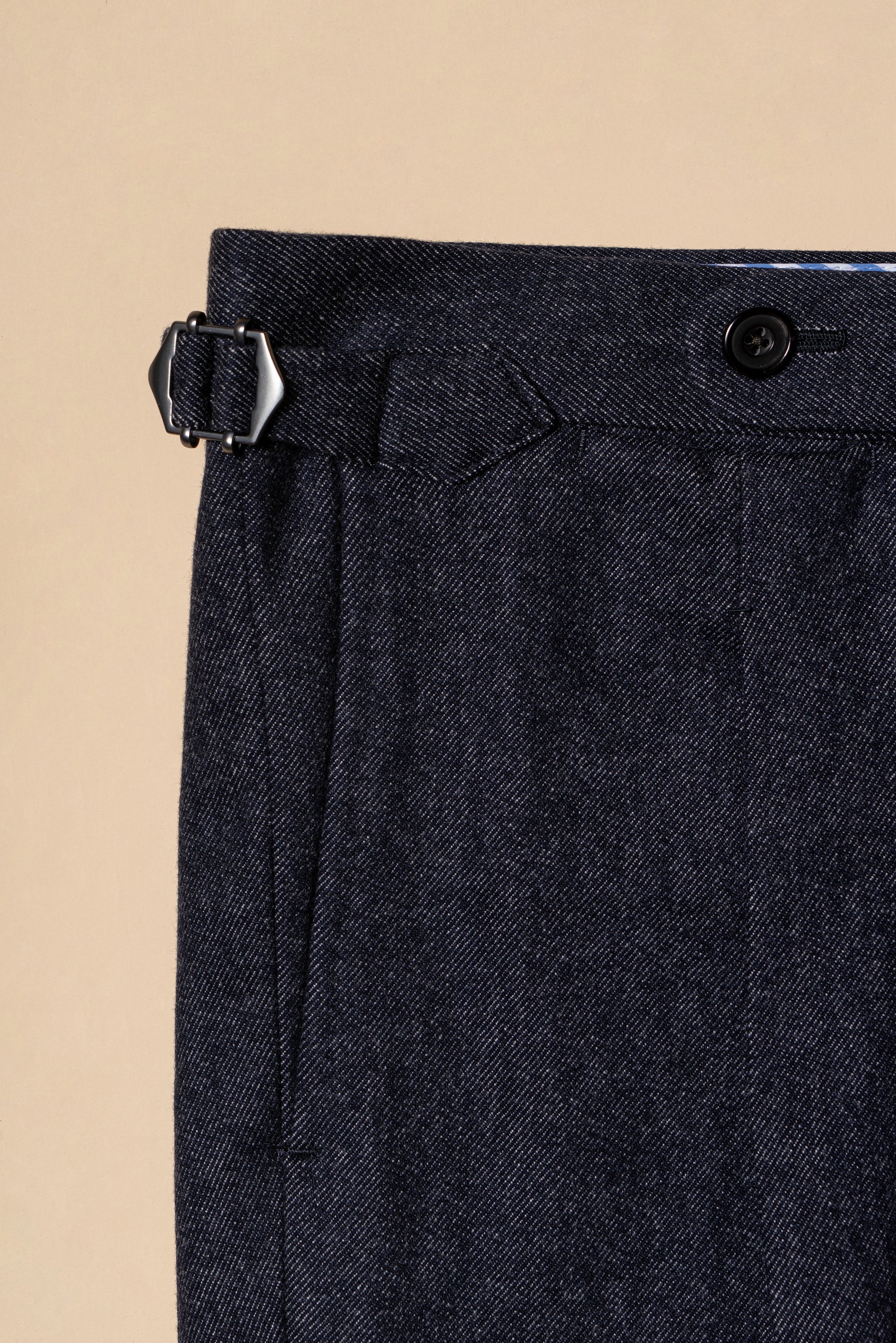MTO Navy Denim 150s Wool Flannel Suit