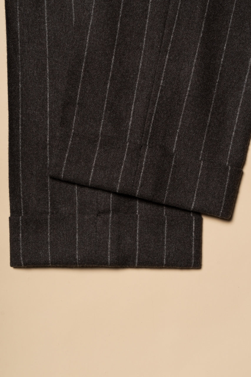 MTO Brown Chalkstripe Worsted Flannel Suit #499