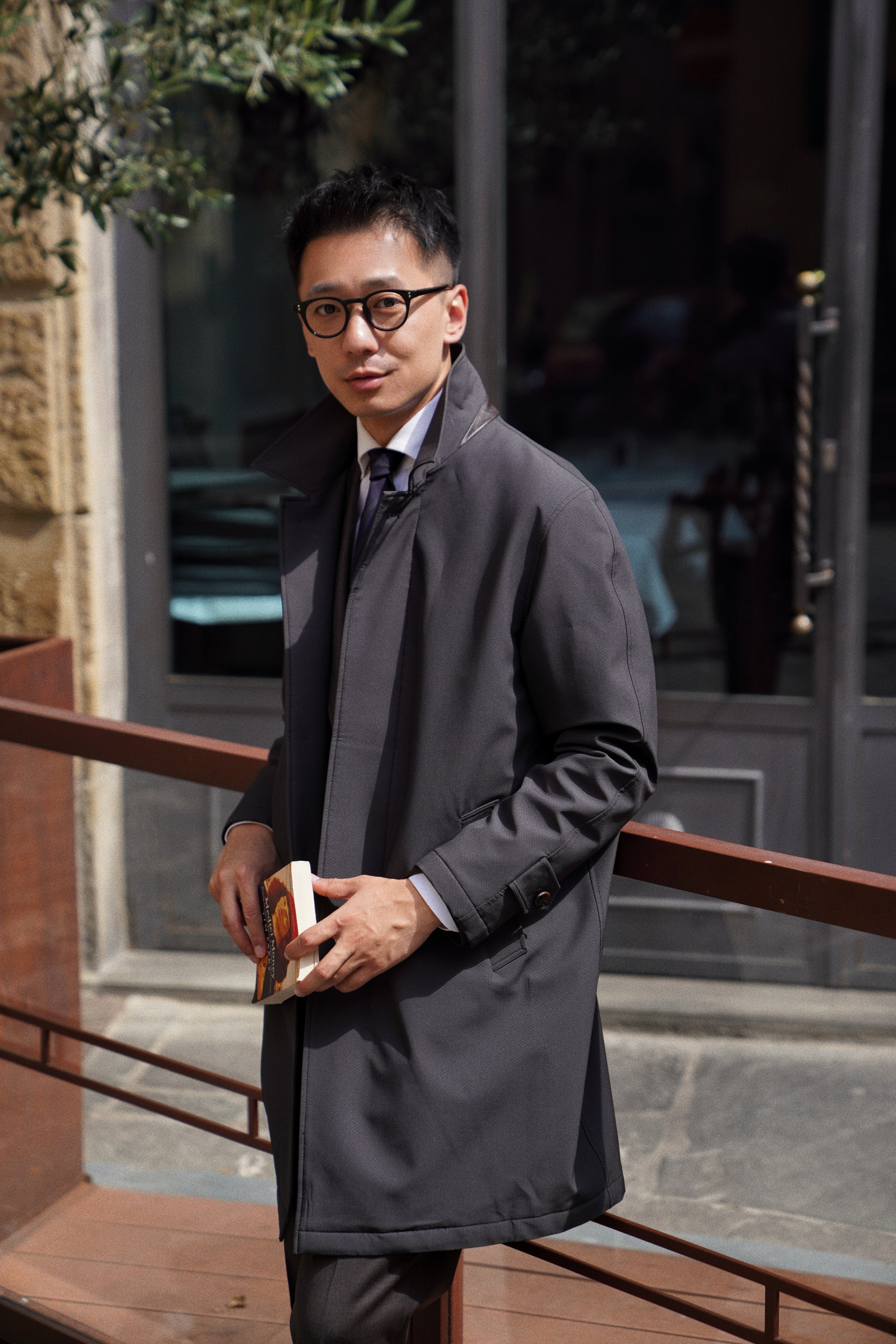 Charcoal Nylon Mac Coat #180