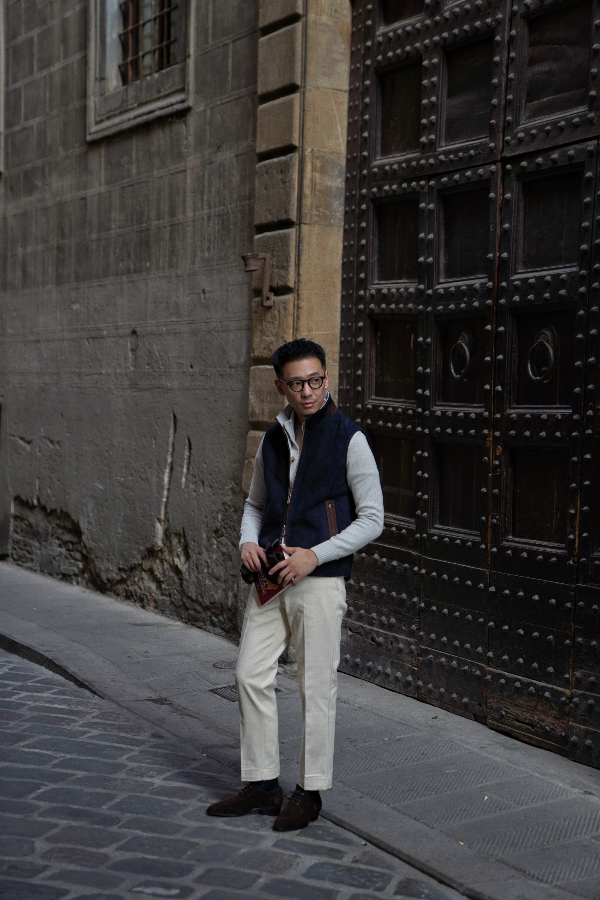 [Preorder] Navy Sheepskin Suede Gilet