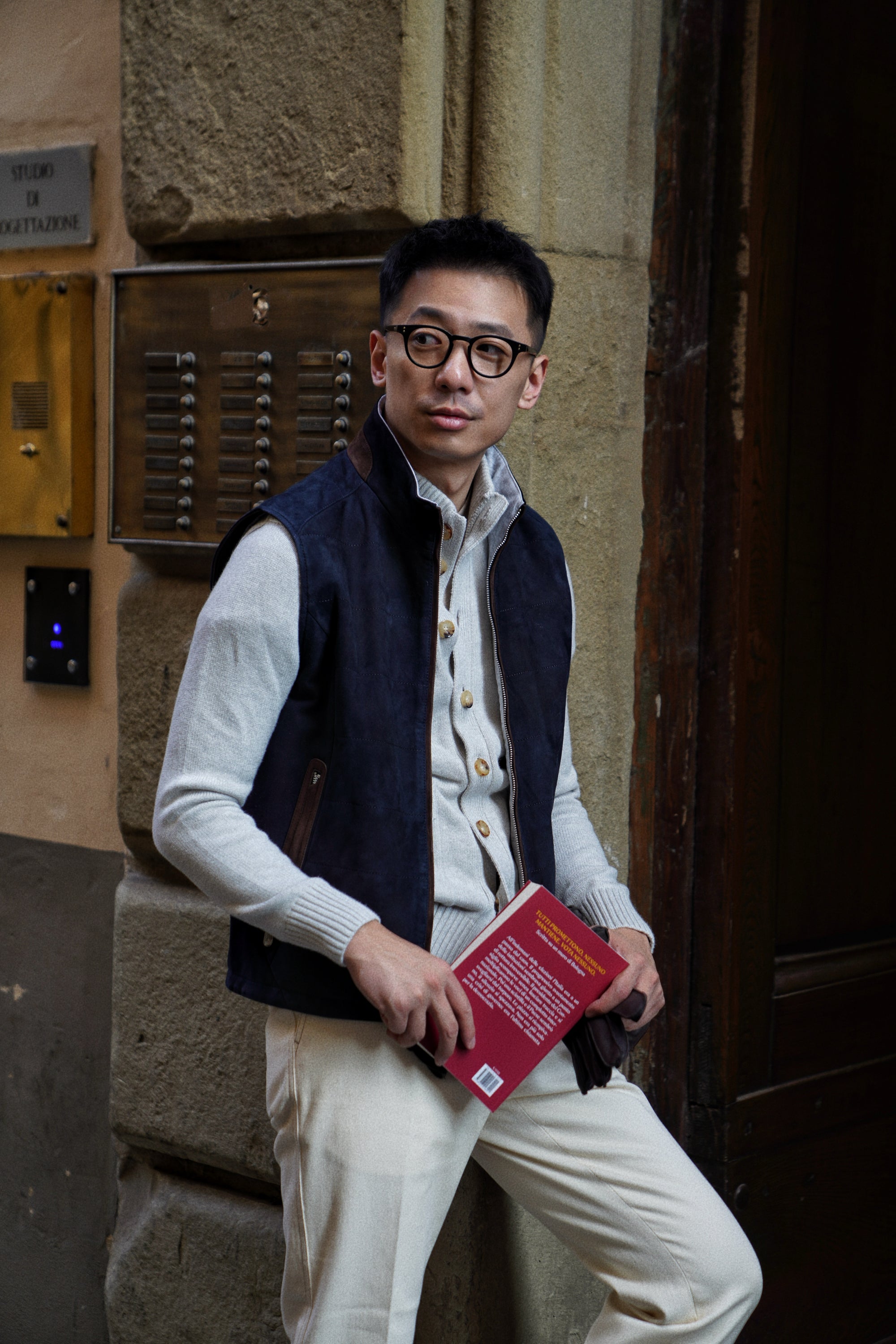 [Preorder] Navy Sheepskin Suede Gilet