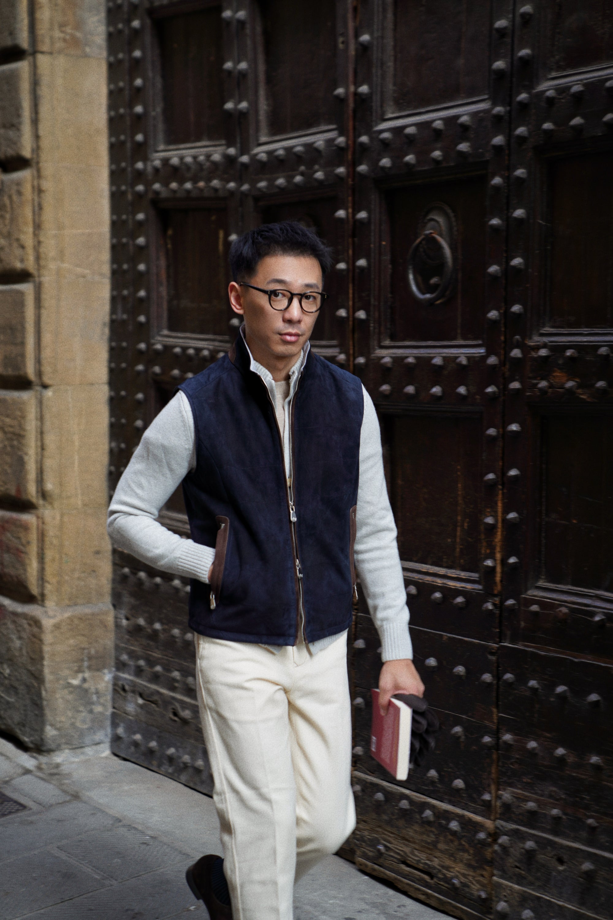 [Preorder] Navy Sheepskin Suede Gilet