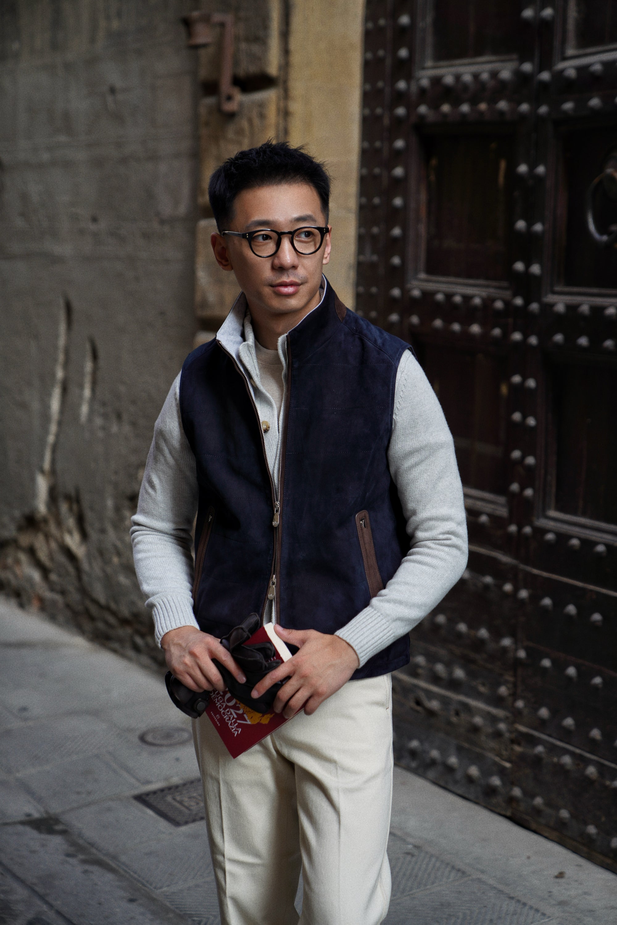 [Preorder] Navy Sheepskin Suede Gilet