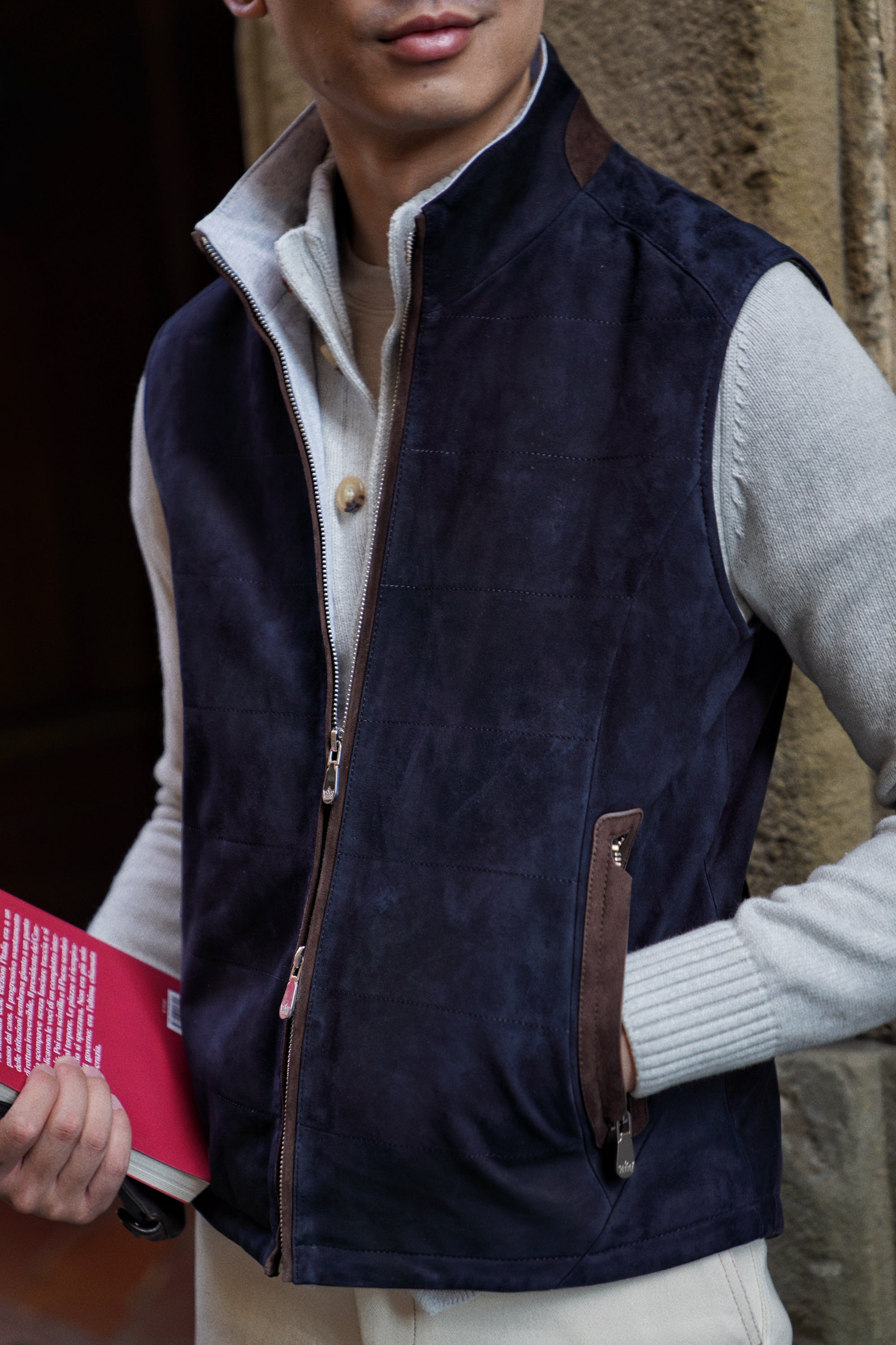[Preorder] Navy Sheepskin Suede Gilet
