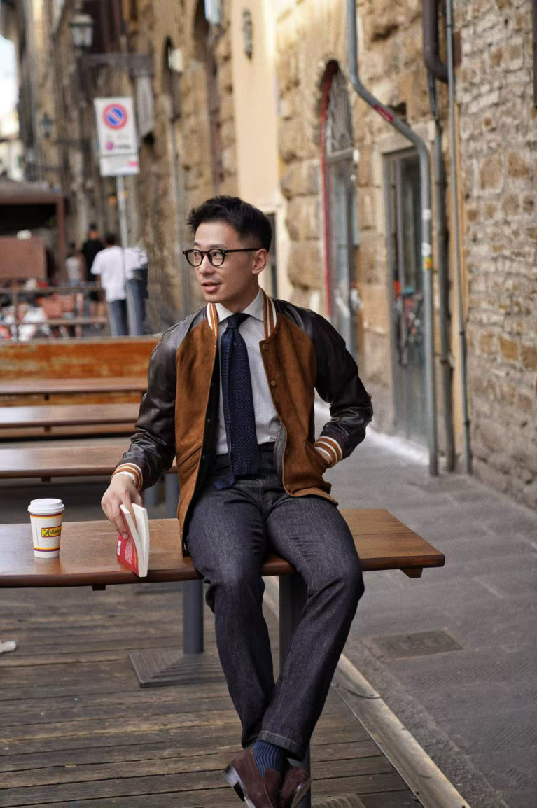 [Preorder] Tobacco Sheepskin Baseball Jacket