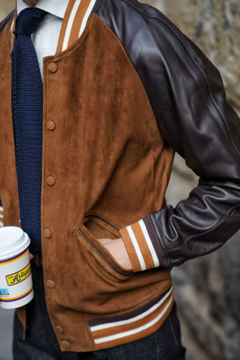 [Preorder] Tobacco Sheepskin Baseball Jacket