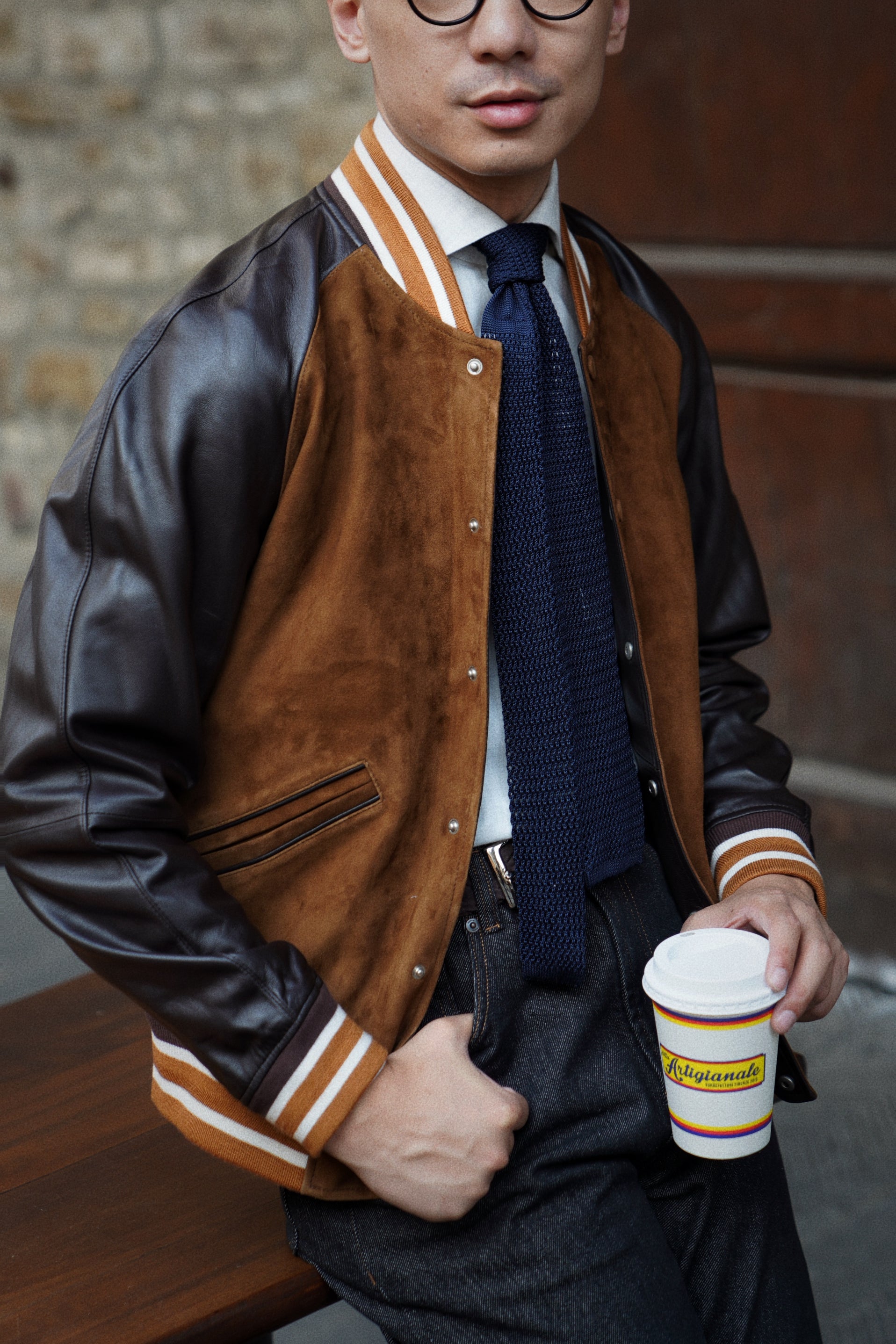 [Preorder] Tobacco Sheepskin Baseball Jacket
