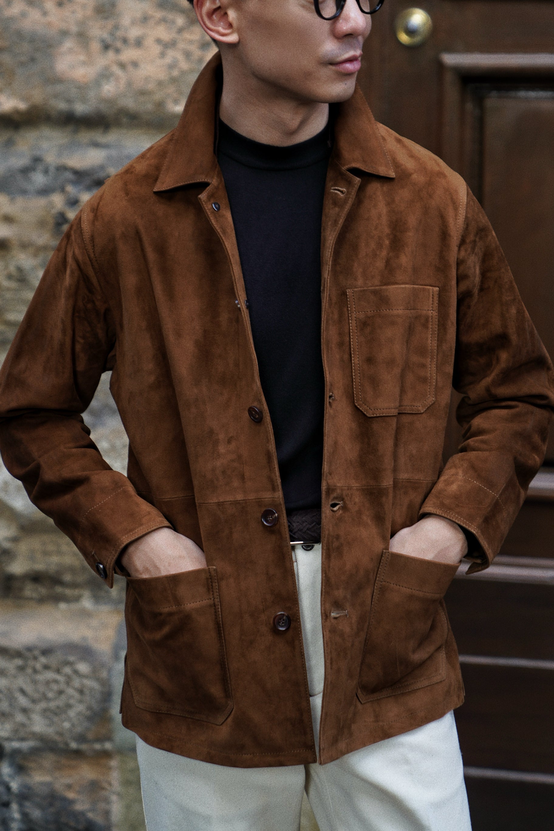 [Preorder] Tobacco Sheepskin Suede Chore Jacket