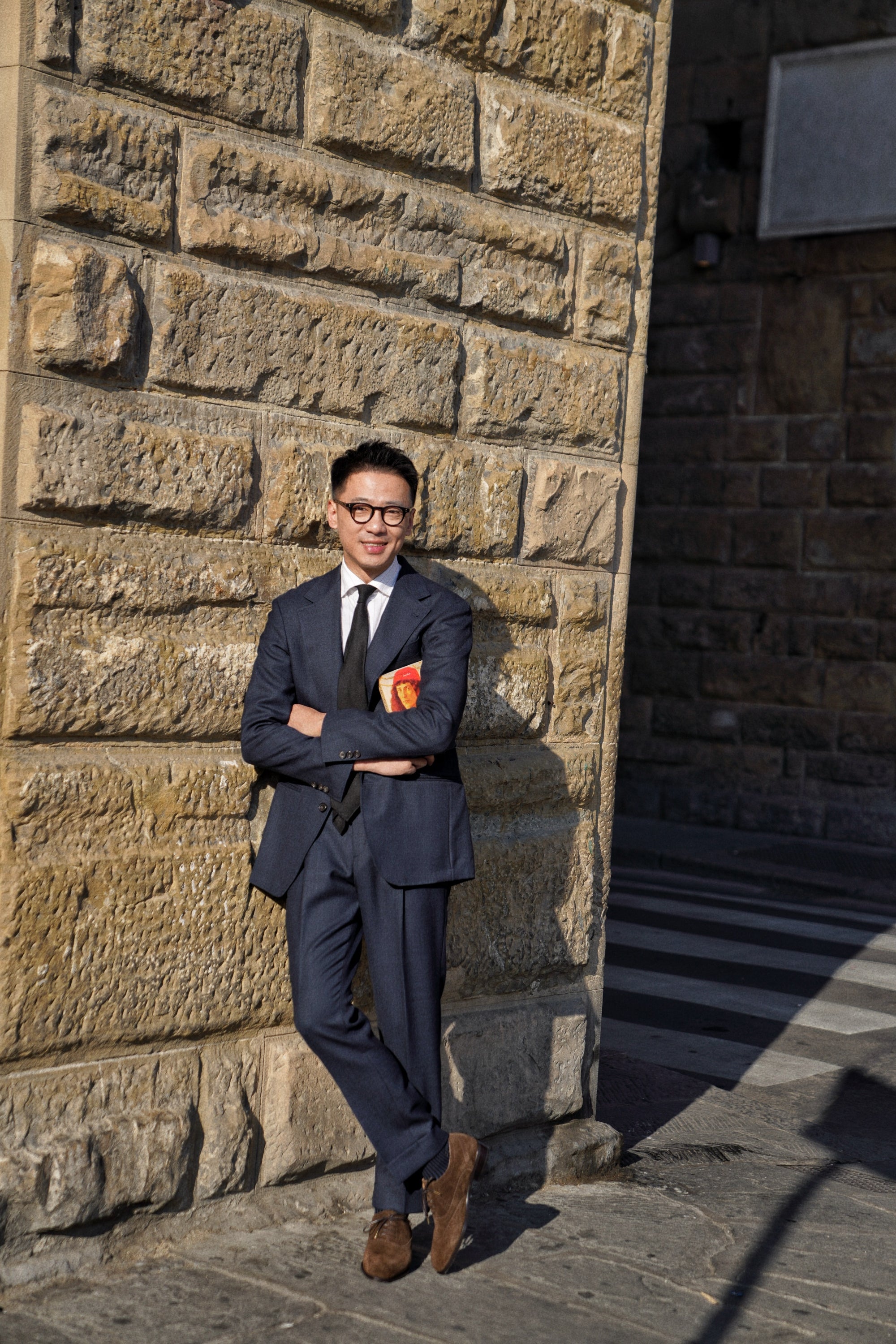 MTO Navy Sharkskin Wool Suit #389