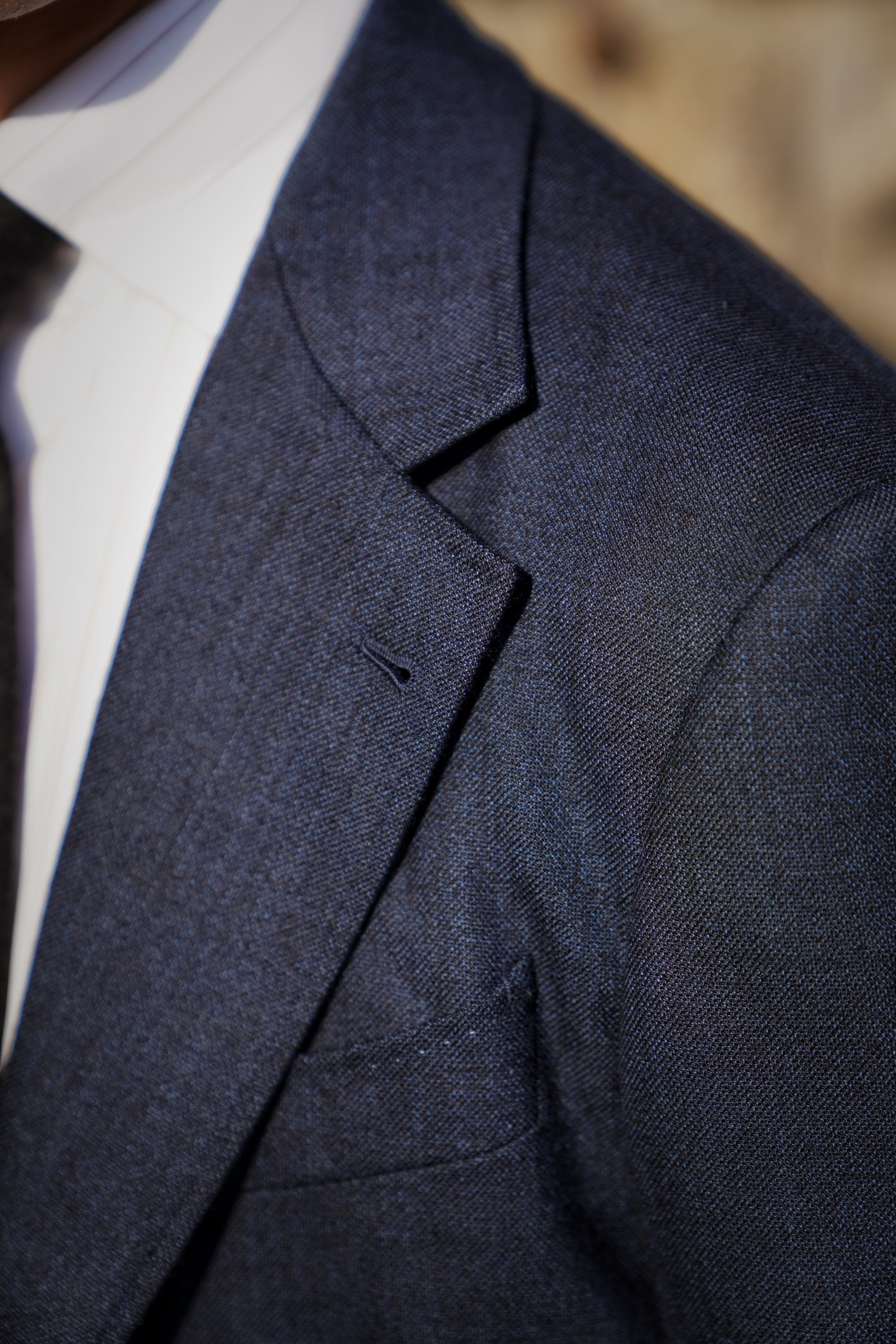 MTO Navy Sharkskin Wool Suit #389