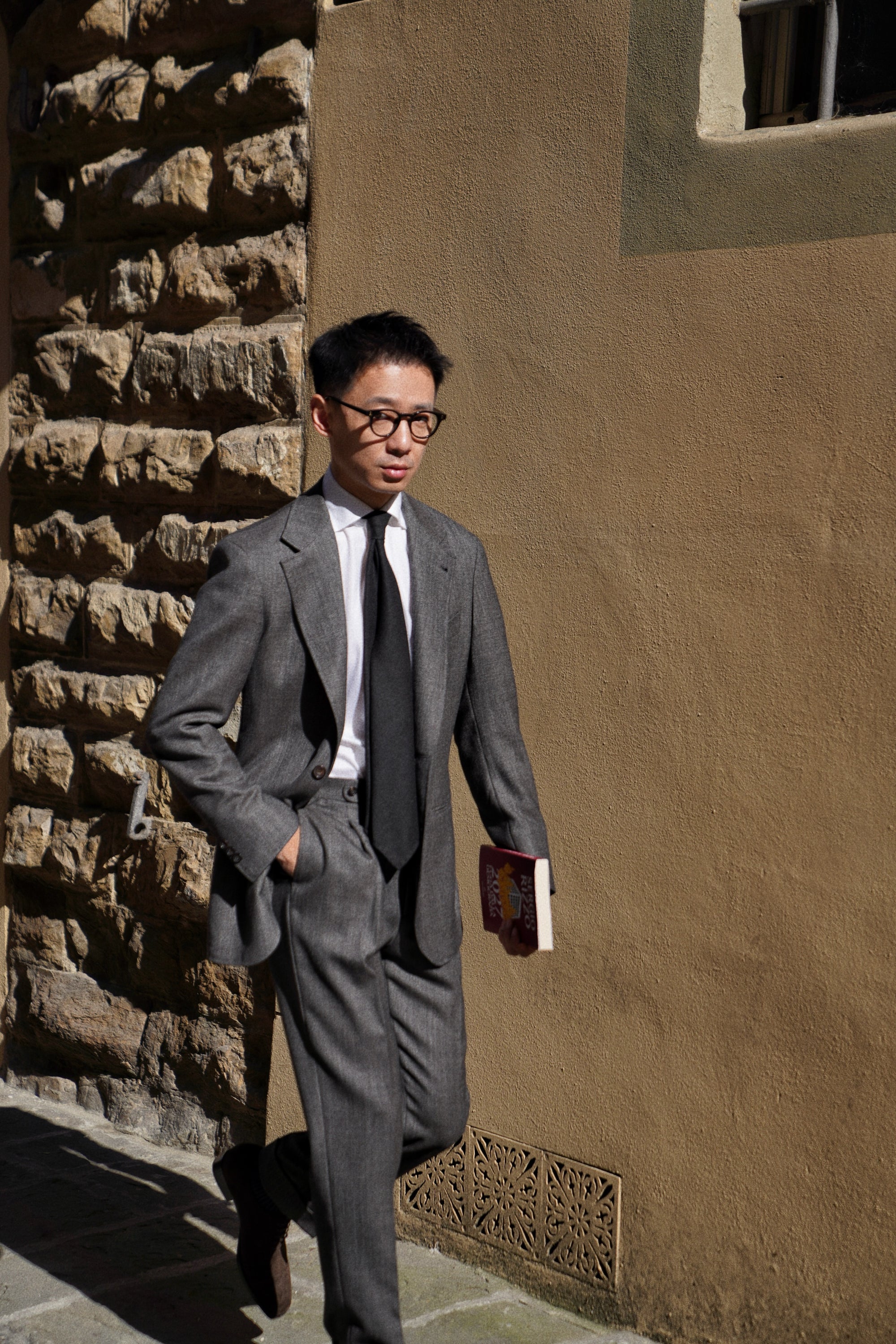 MTO Taupe Sharkskin Wool Suit #391