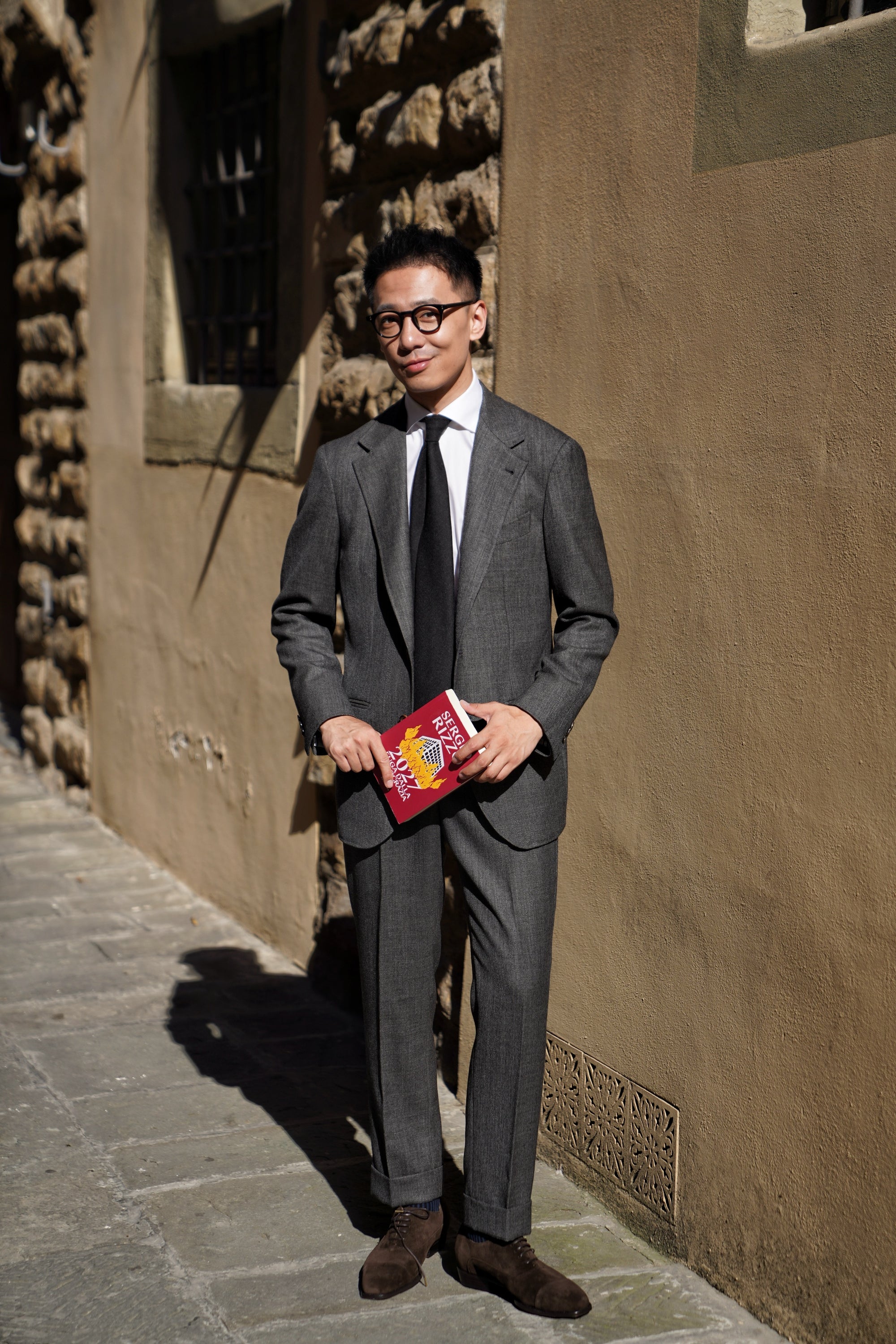 MTO Taupe Sharkskin Wool Suit #391