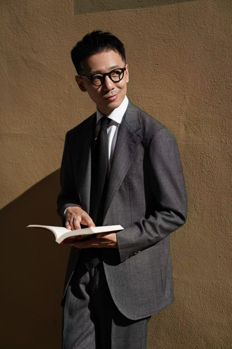 MTO Taupe Sharkskin Wool Suit #391