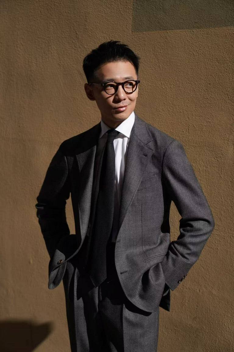 MTO Taupe Sharkskin Wool Suit #391
