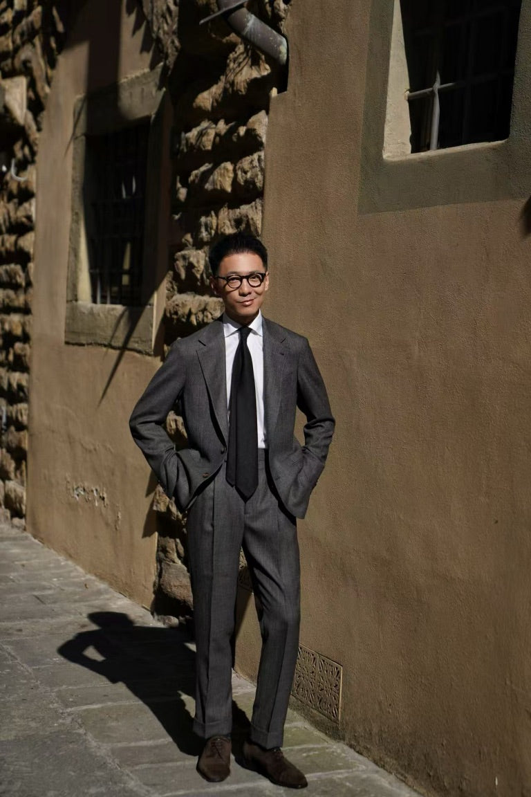 MTO Taupe Sharkskin Wool Suit #391
