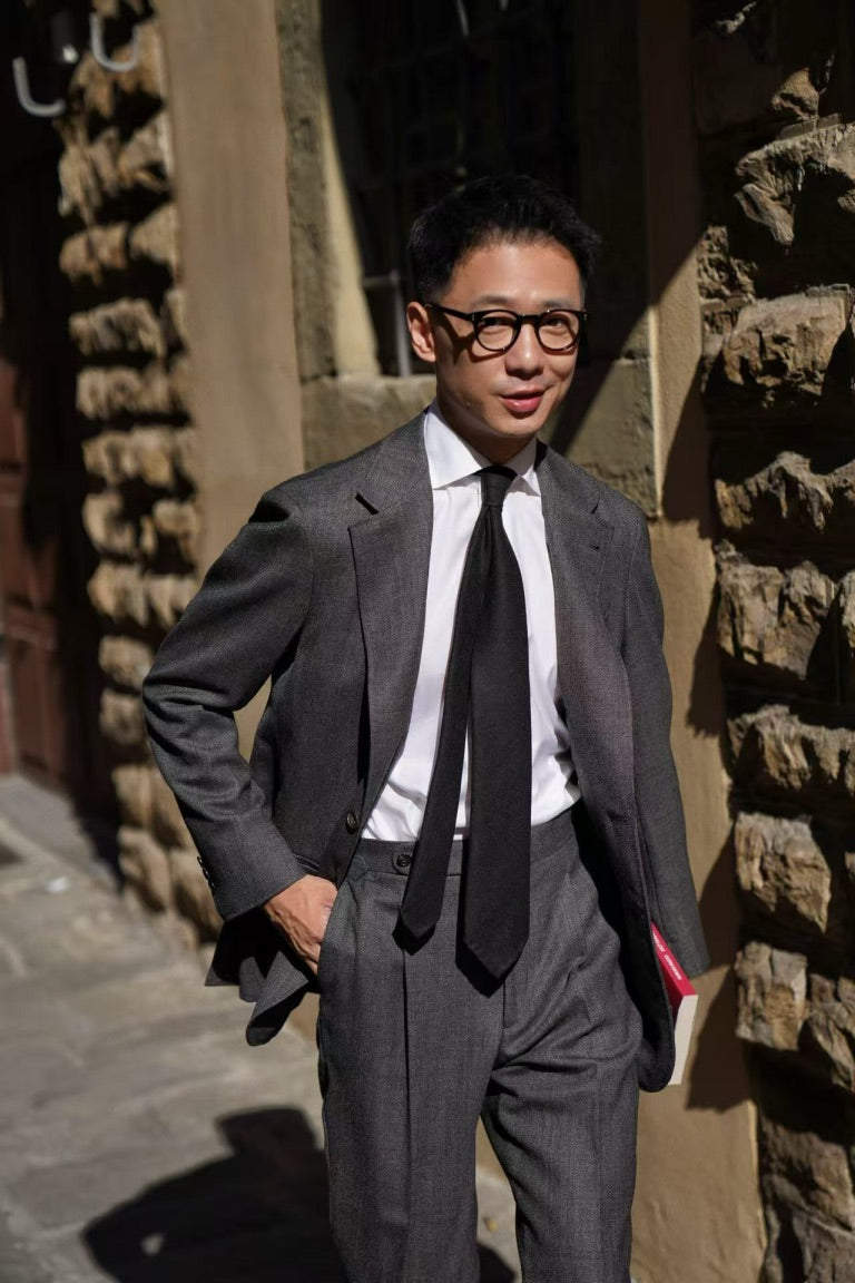 MTO Taupe Sharkskin Wool Suit #391