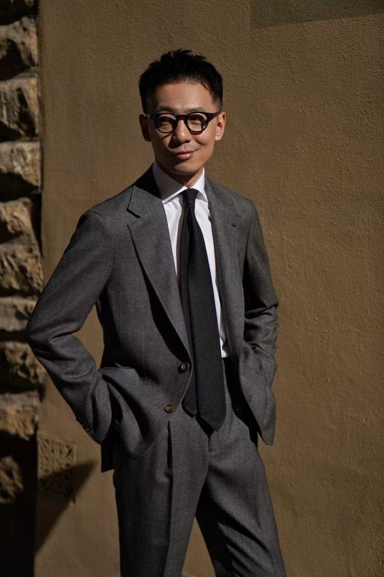 MTO Taupe Sharkskin Wool Suit #391