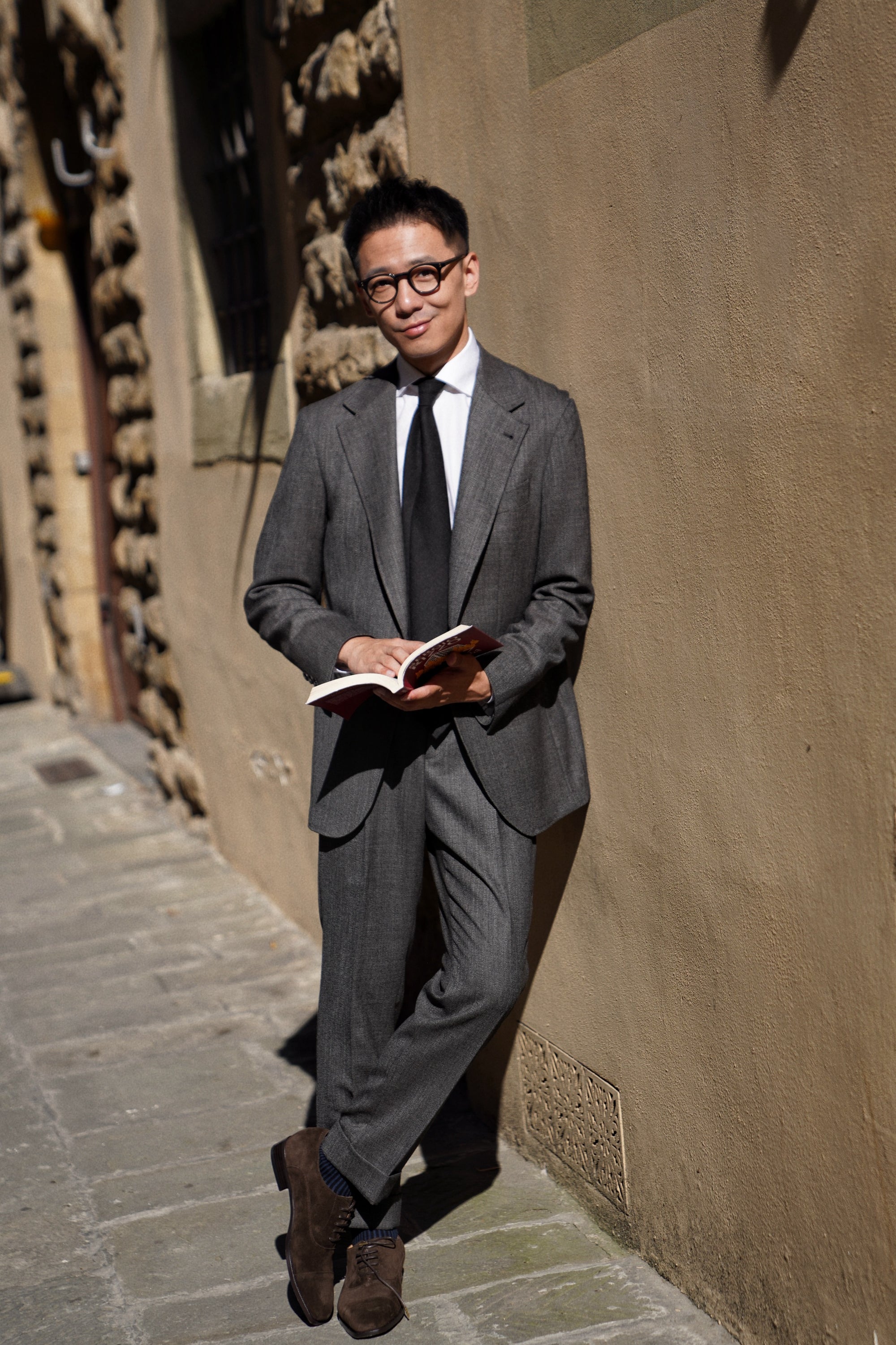 MTO Taupe Sharkskin Wool Suit #391