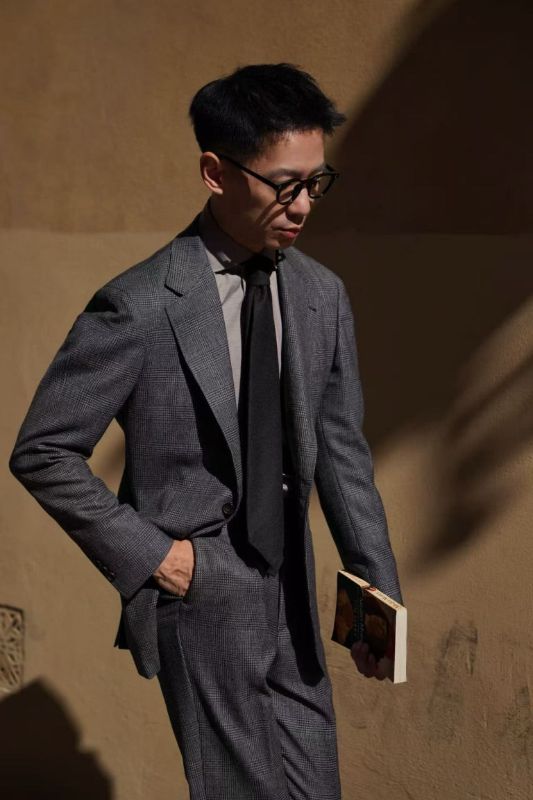 MTO Grey Glen Check Wool Suit #388