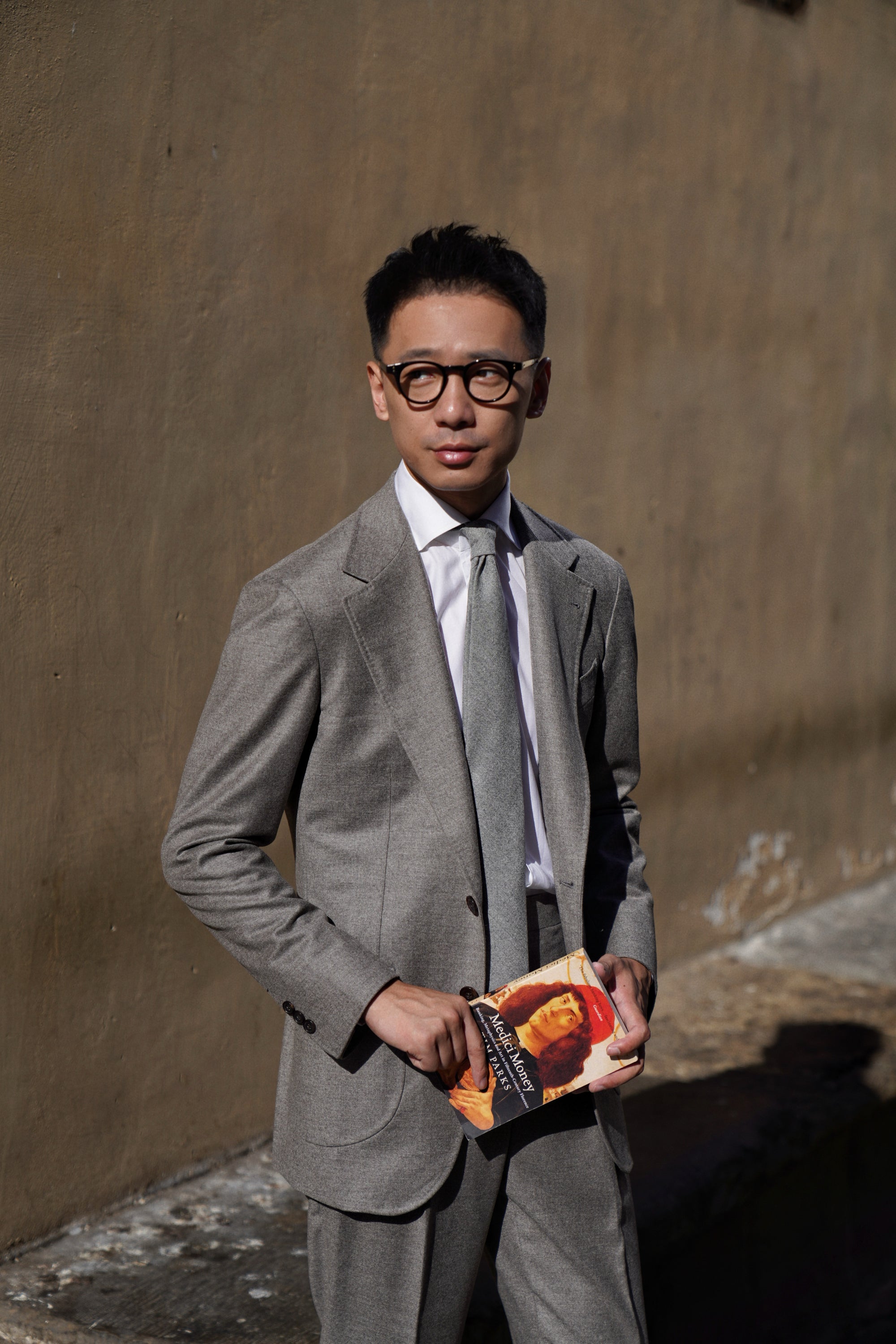 MTO Grey Camel Wool Cashmere Flannel Suit