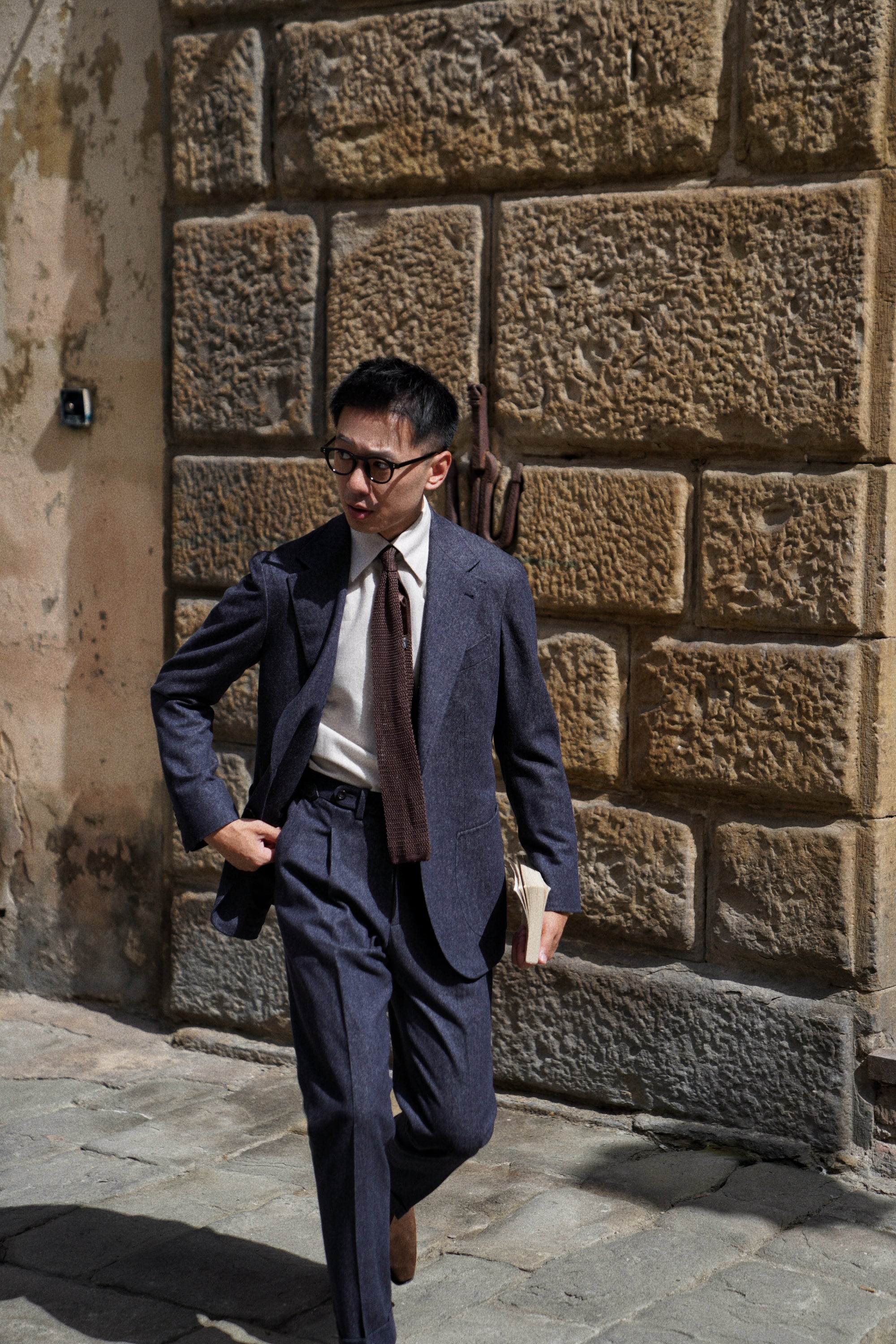 MTO Navy Denim 150s Wool Flannel Suit