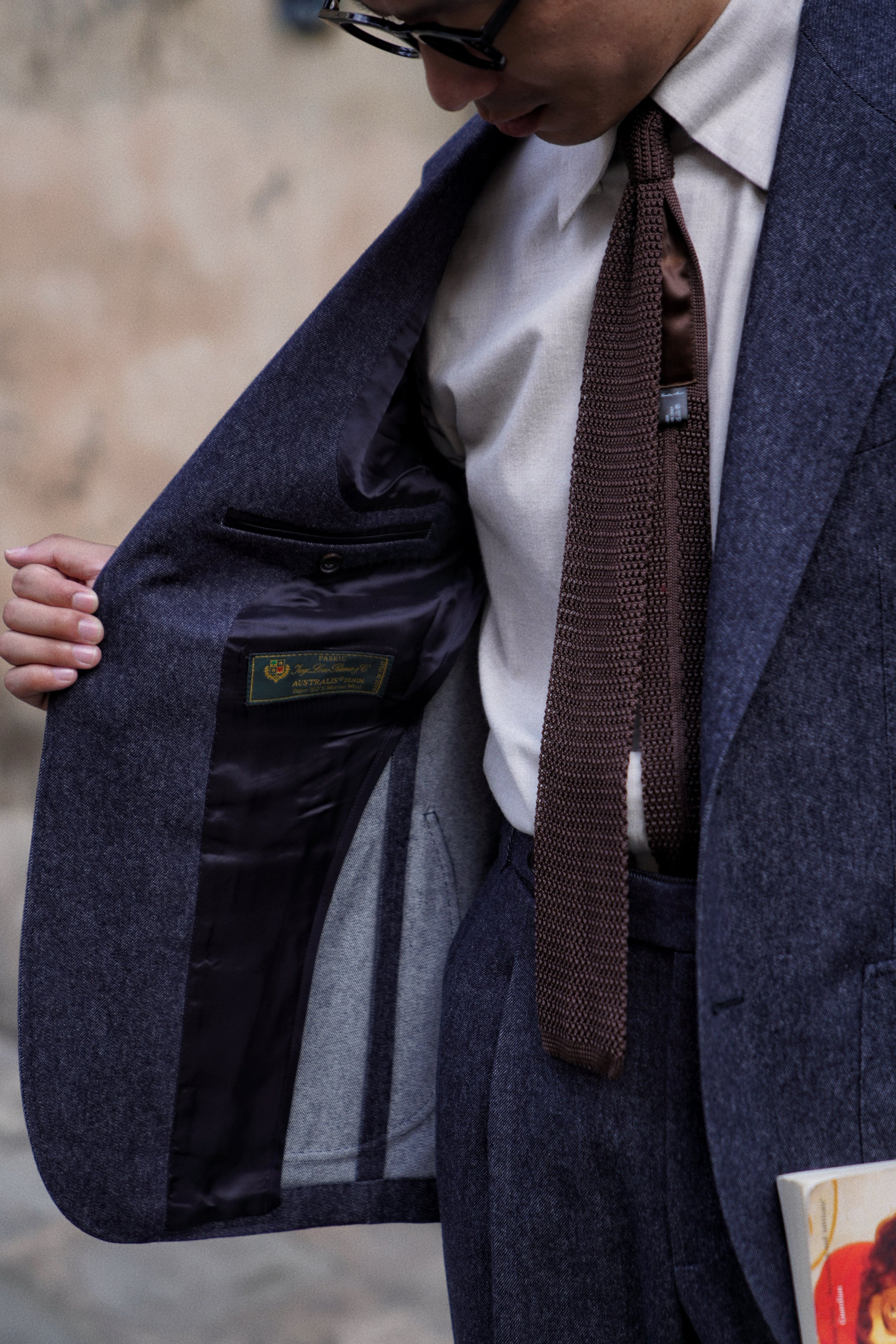 MTO Navy Denim 150s Wool Flannel Suit