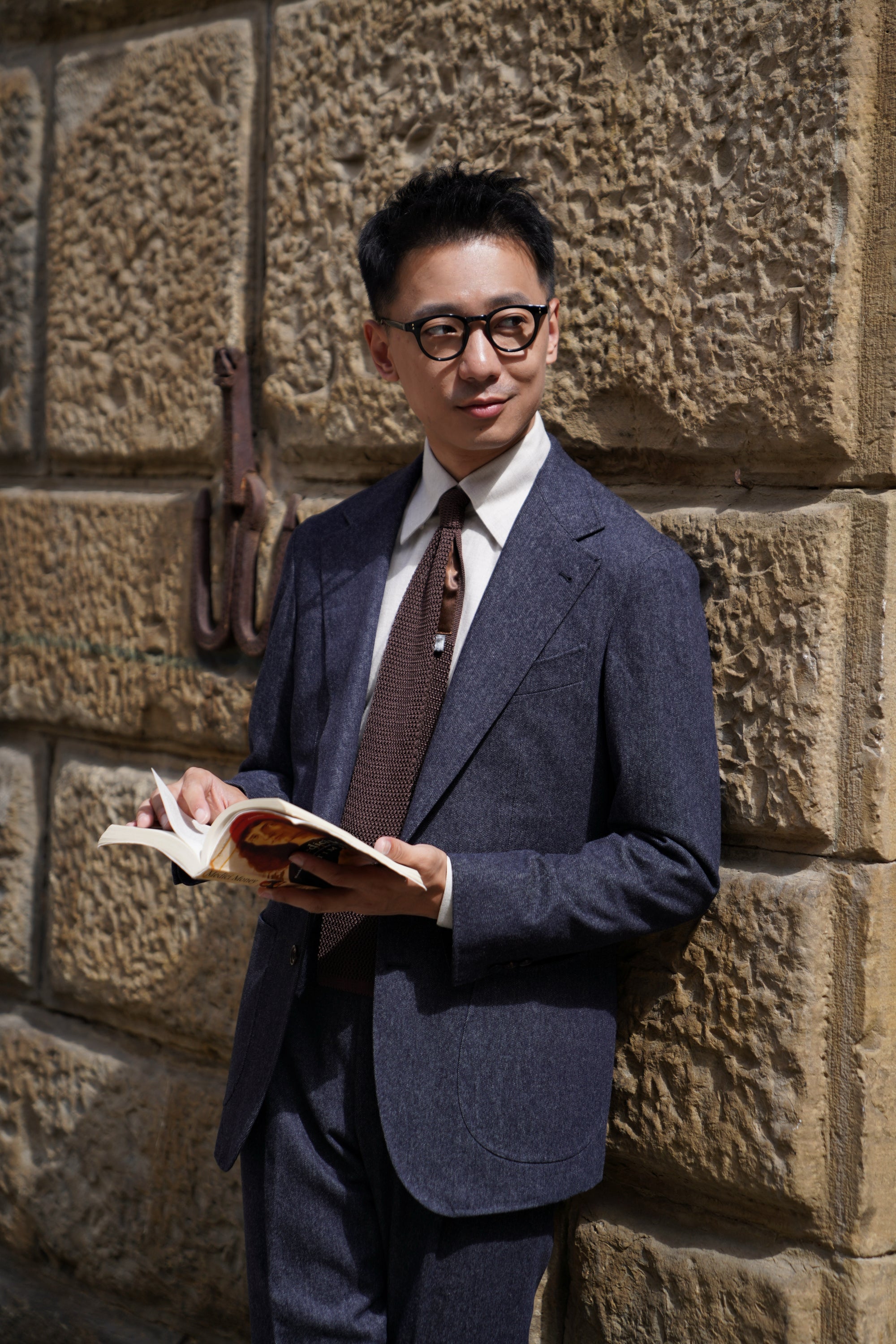 MTO Navy Denim 150s Wool Flannel Suit