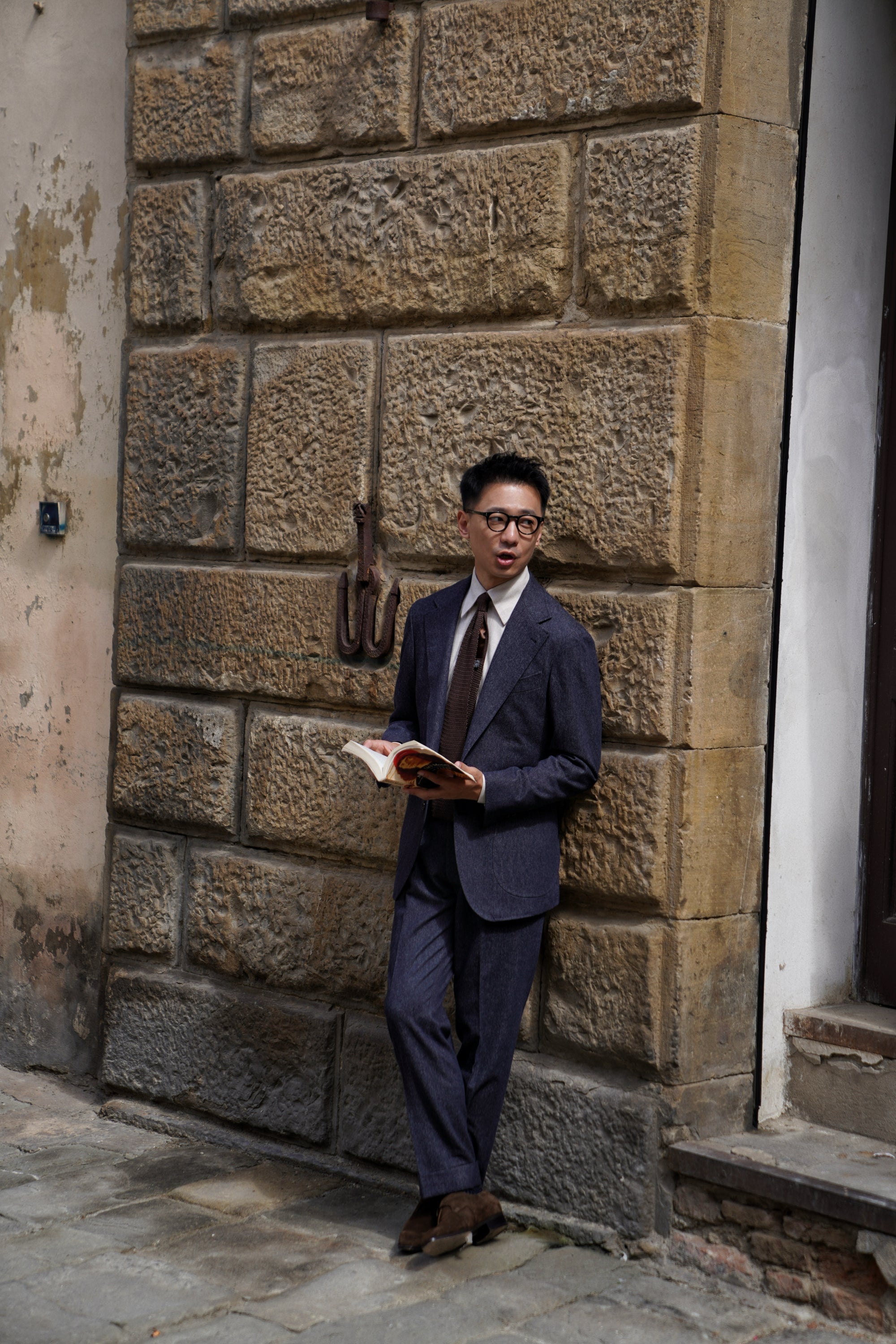 MTO Navy Denim 150s Wool Flannel Suit