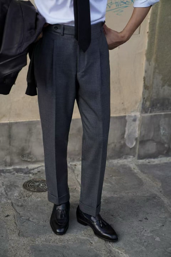 Dark Grey Worsted Wool Trousers #477
