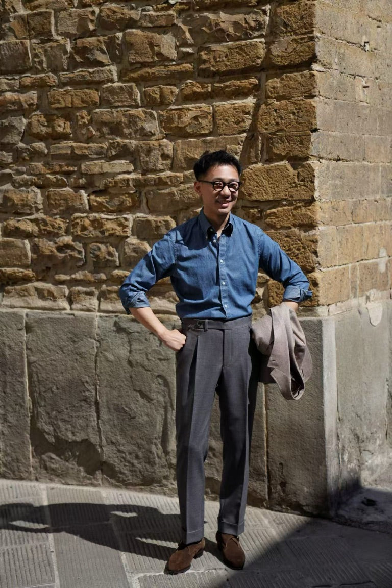 Dark Grey Worsted Wool Trousers #477