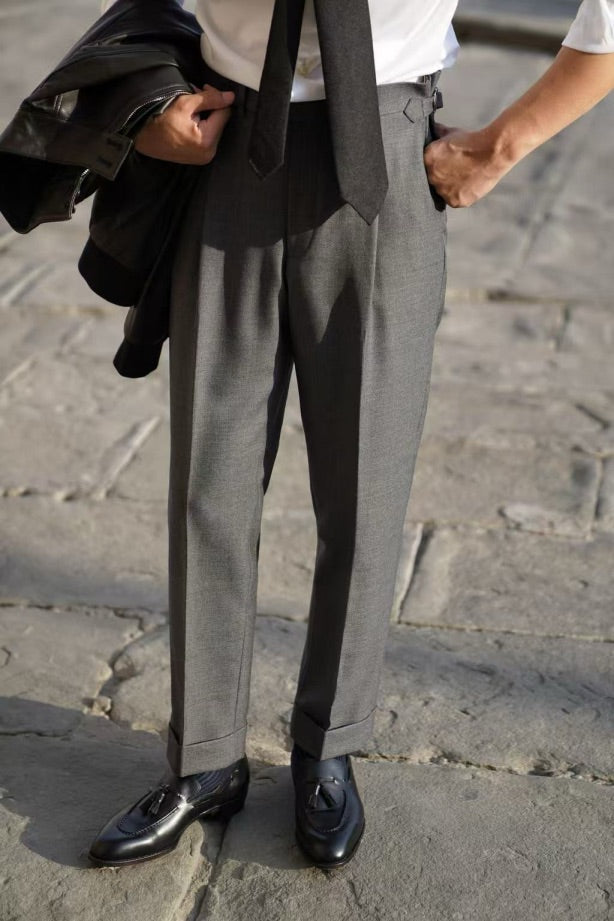 Dark Grey Worsted Wool Trousers #477