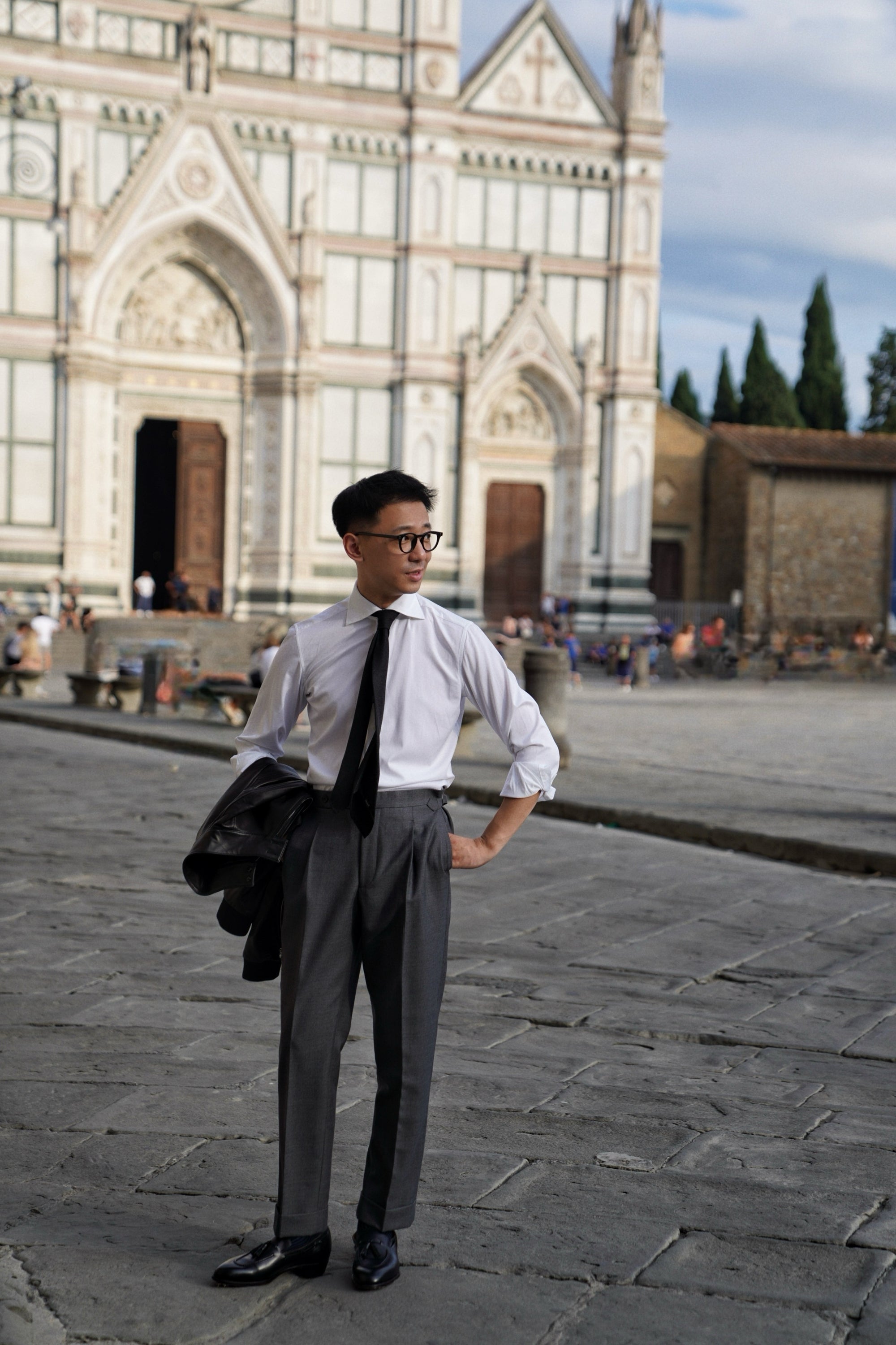 Dark Grey Worsted Wool Trousers #477