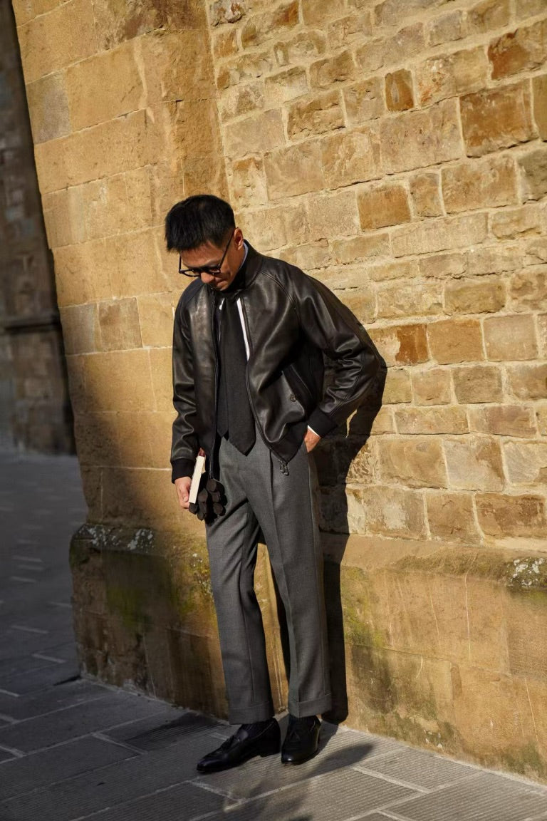 Dark Grey Worsted Wool Trousers #477