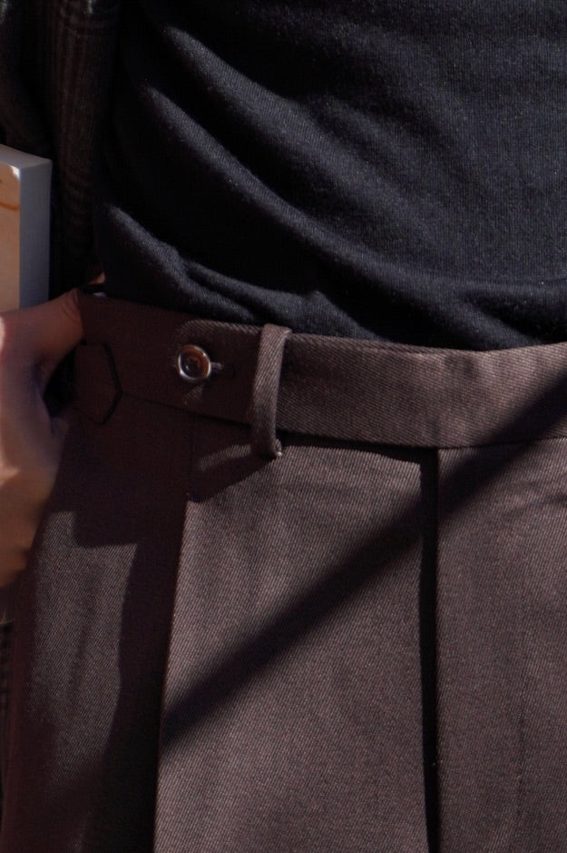 Dark Brown Wool Whipcord Trousers #394
