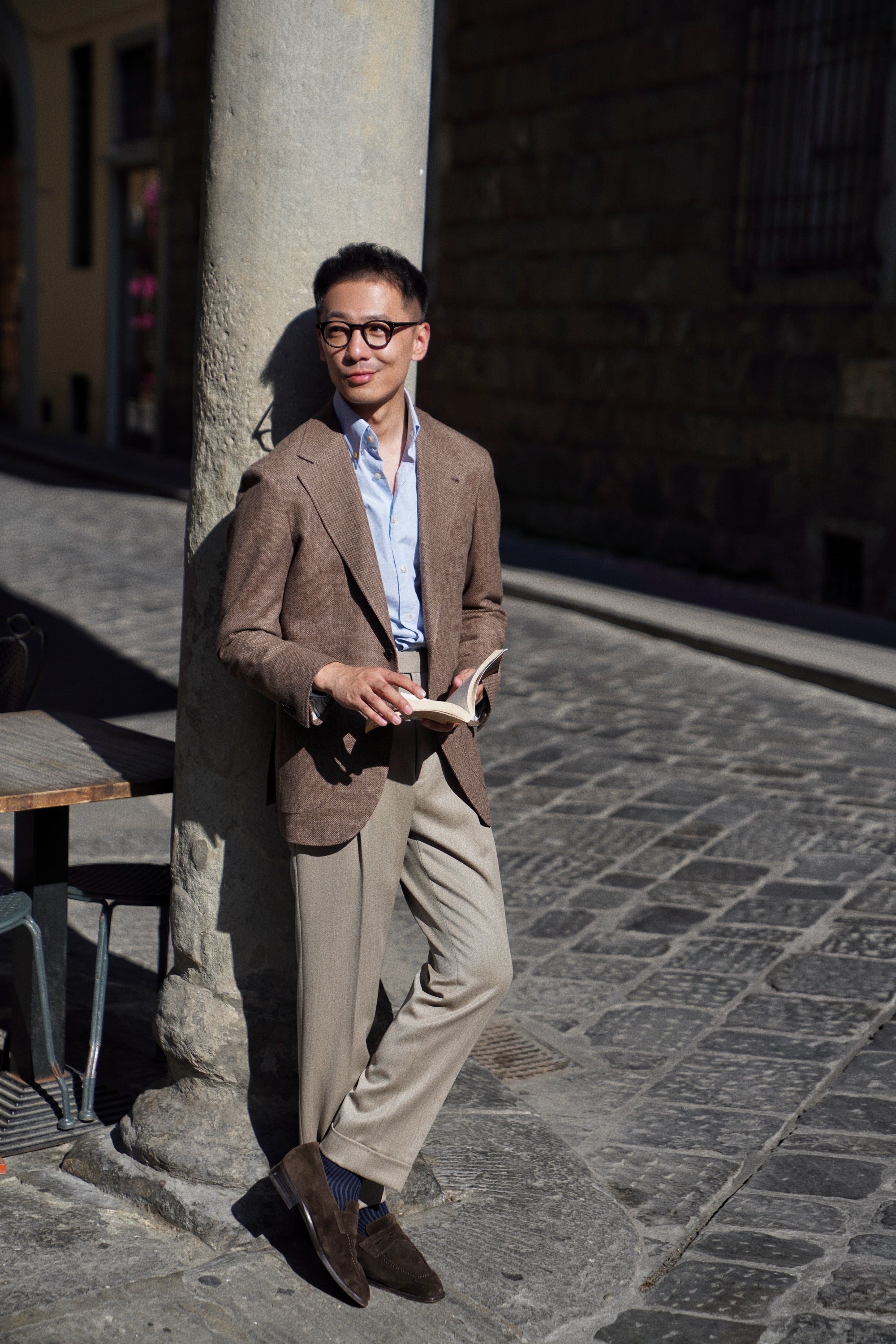 Dark Khaki Wool Whipcord Trousers #395