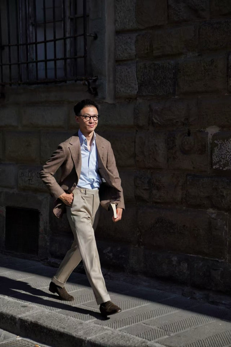 Dark Khaki Wool Whipcord Trousers #395