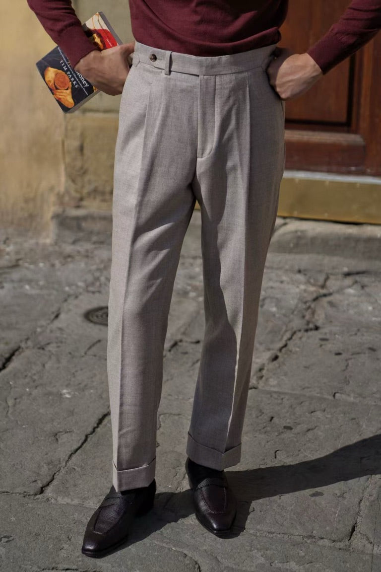 Undyed Wool Flannel Trousers #490