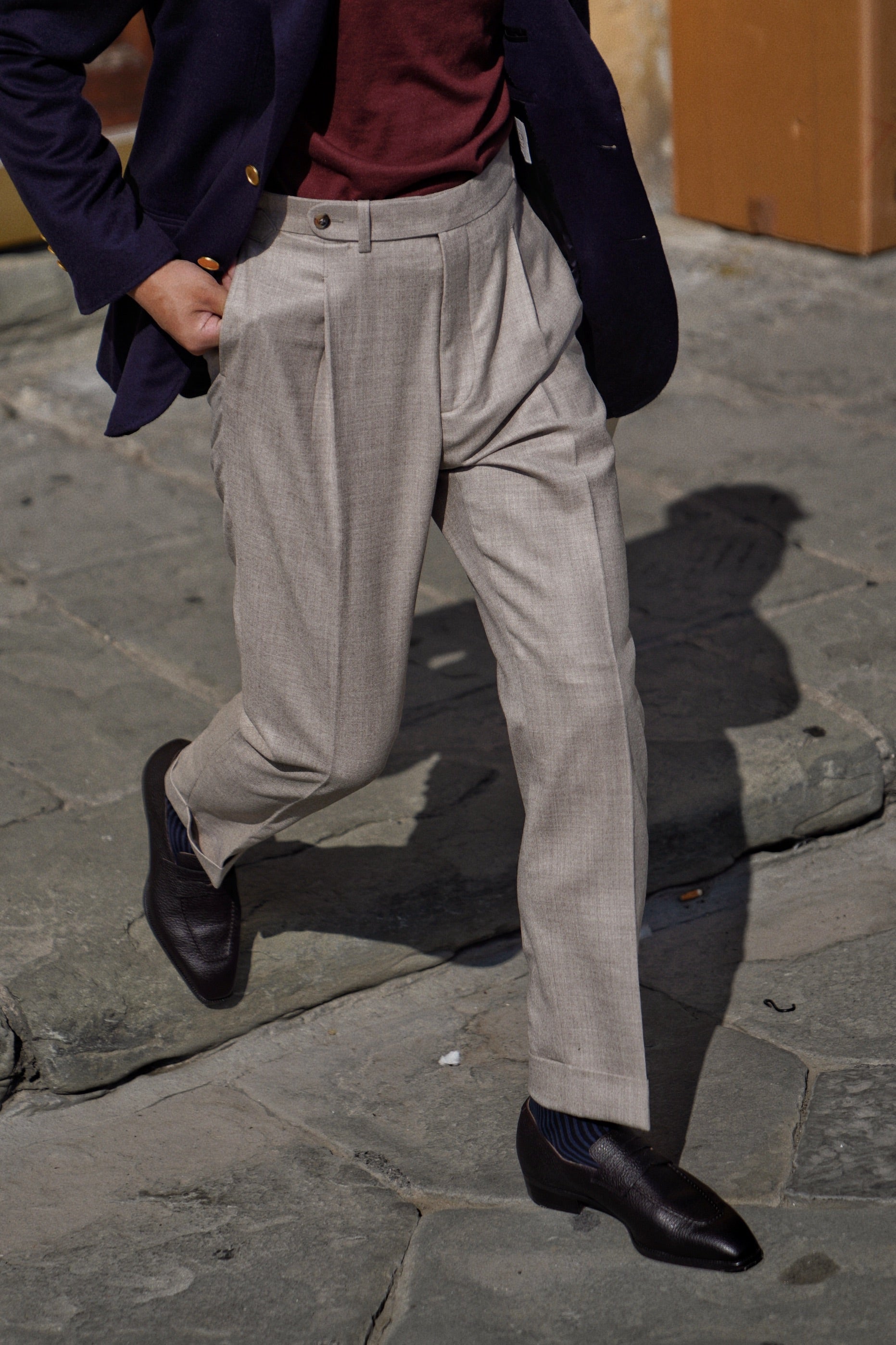 Undyed Wool Flannel Trousers #490