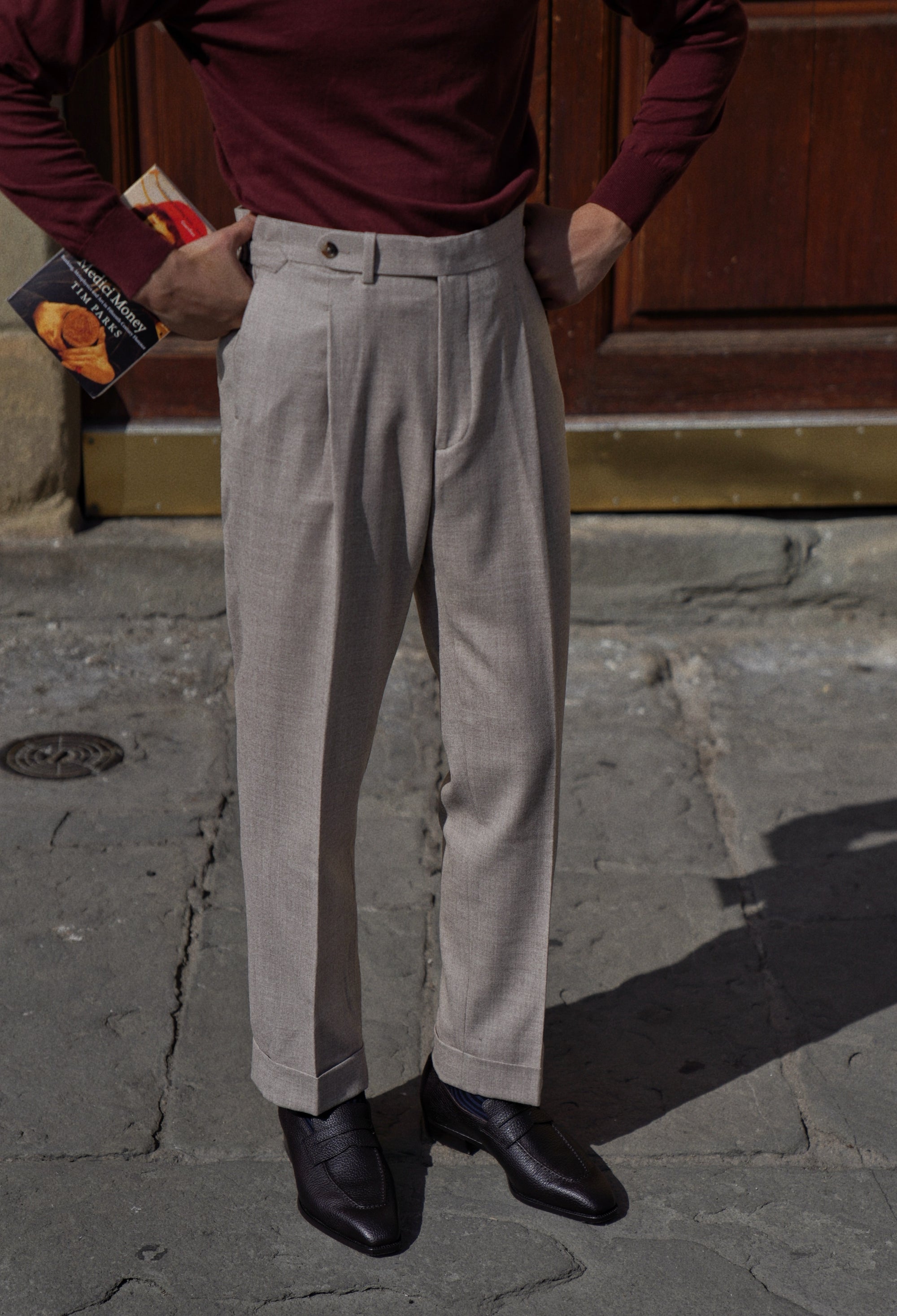 Undyed Wool Flannel Trousers #490