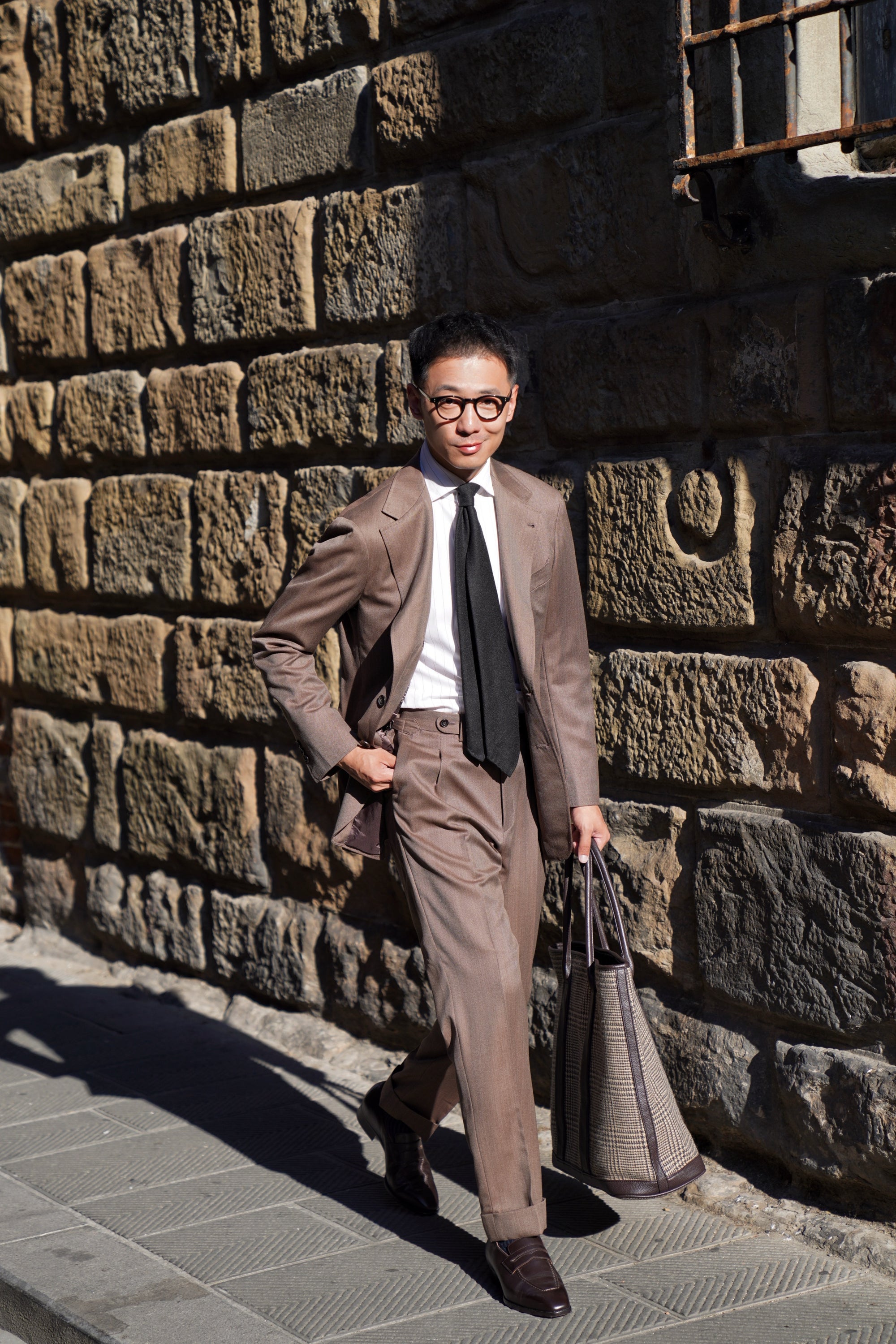 MTO Brown Whipcord 130s Wool Suit #423