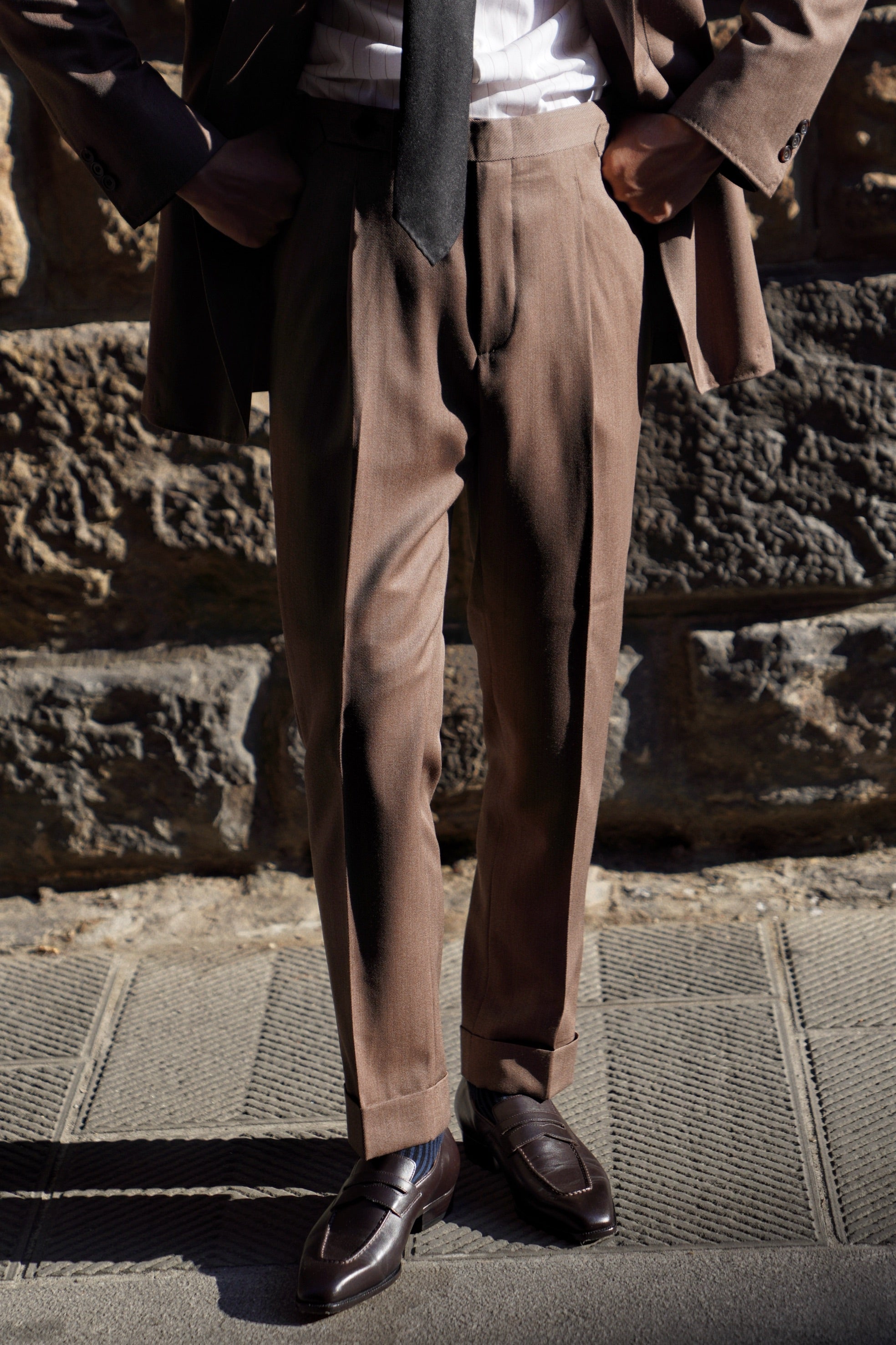 MTO Brown Whipcord 130s Wool Suit #423
