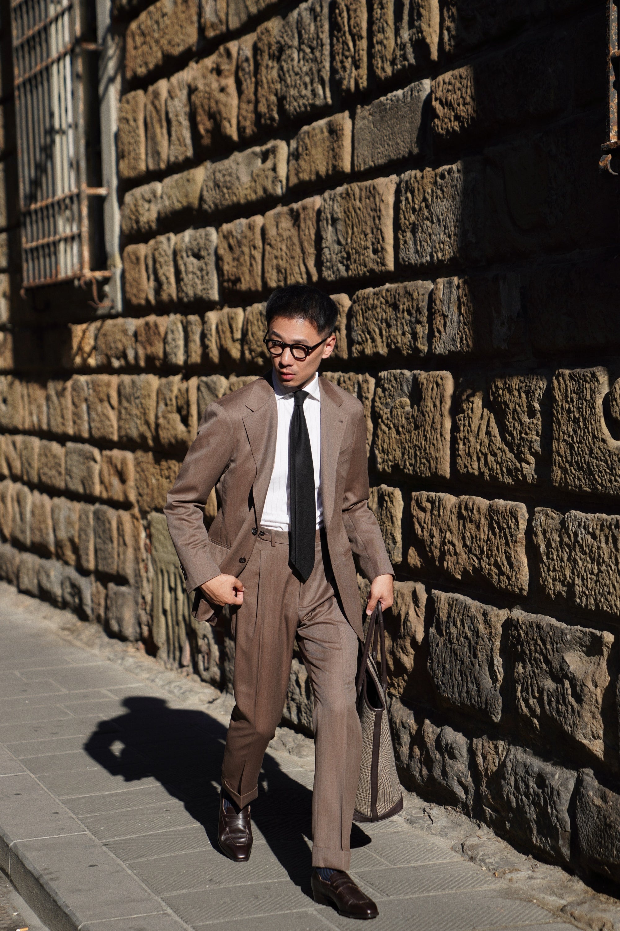 MTO Brown Whipcord 130s Wool Suit #423
