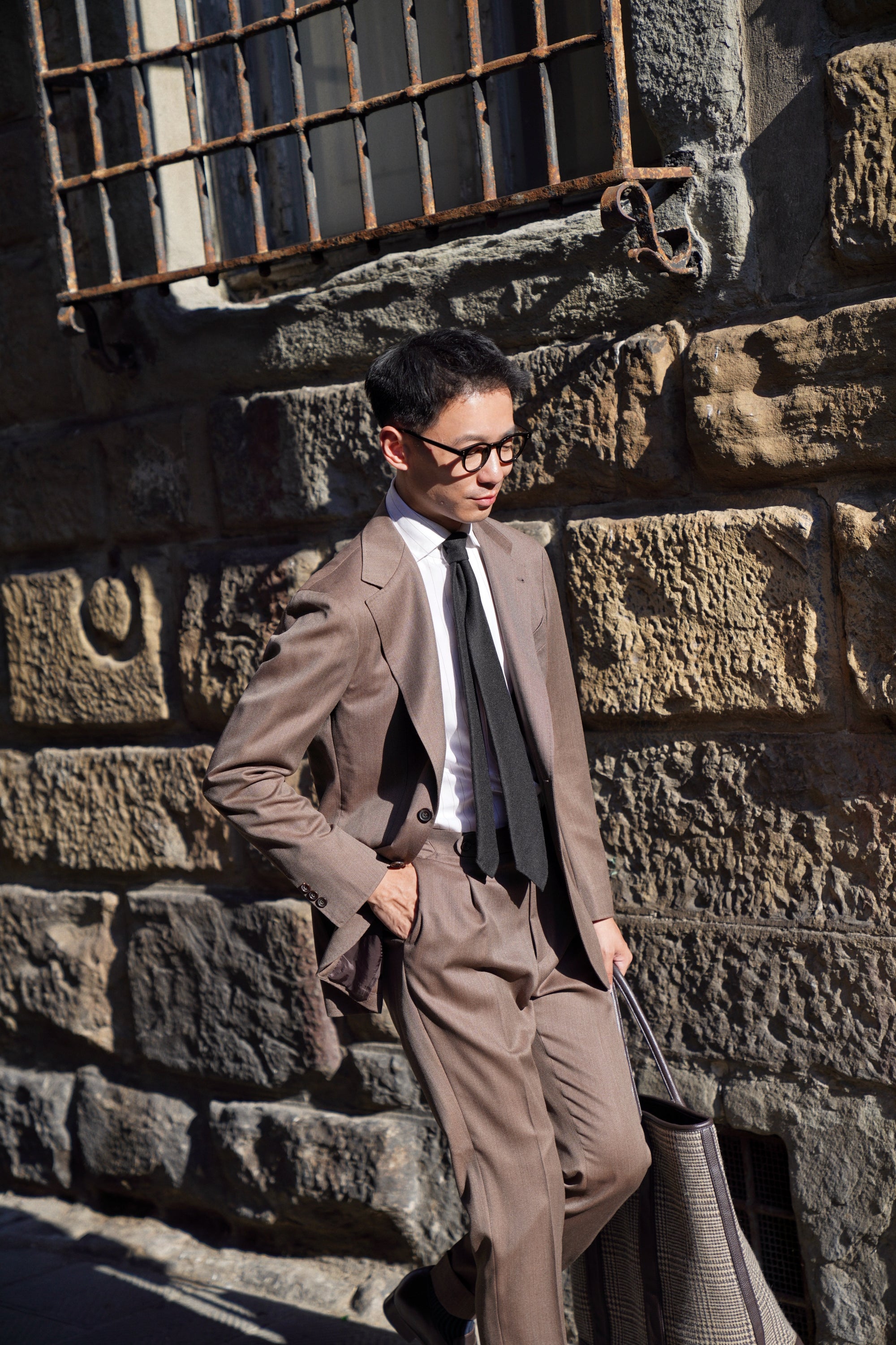 MTO Brown Whipcord 130s Wool Suit #423