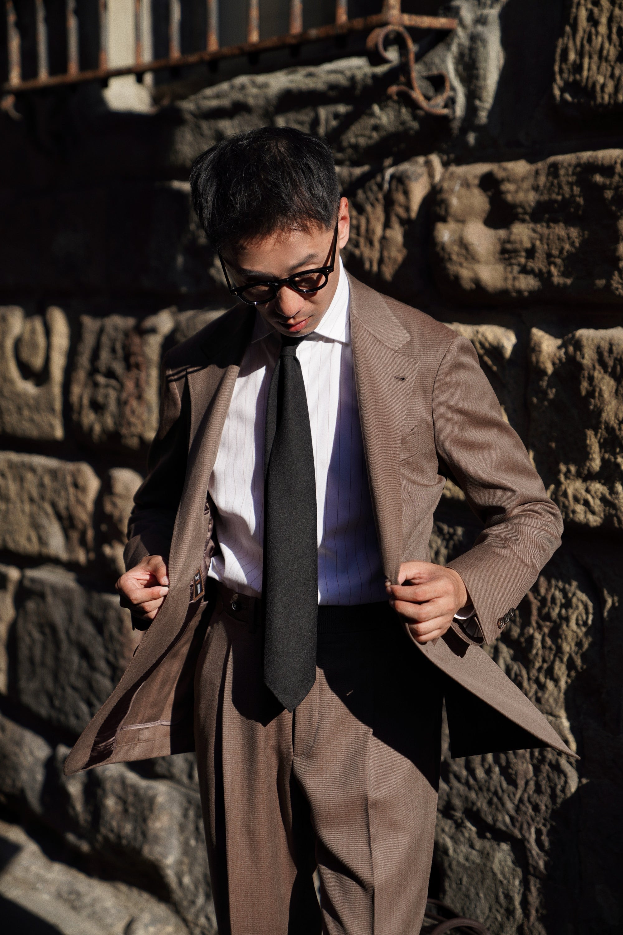 MTO Brown Whipcord 130s Wool Suit #423