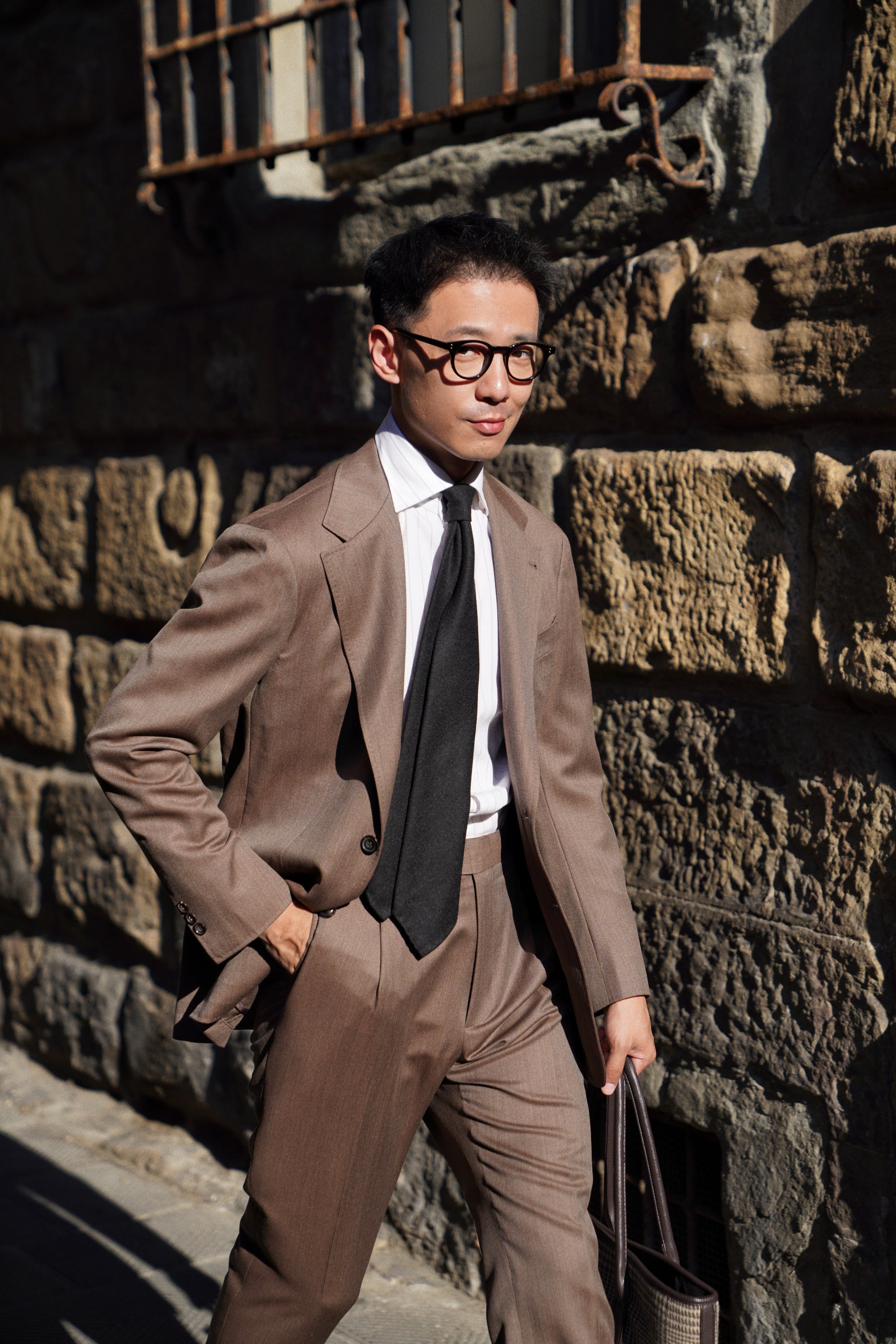 MTO Brown Whipcord 130s Wool Suit #423