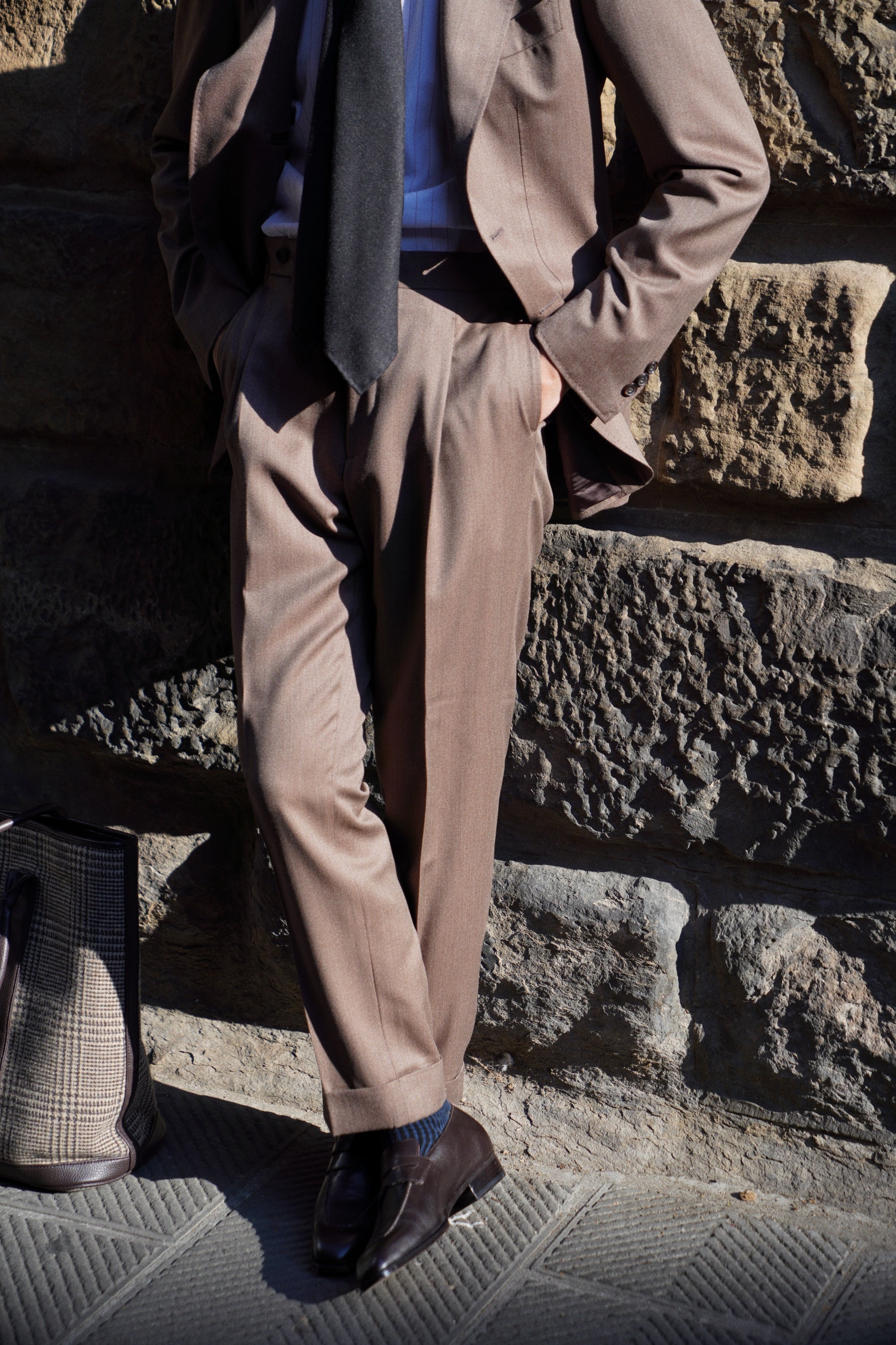 MTO Brown Whipcord 130s Wool Suit #423