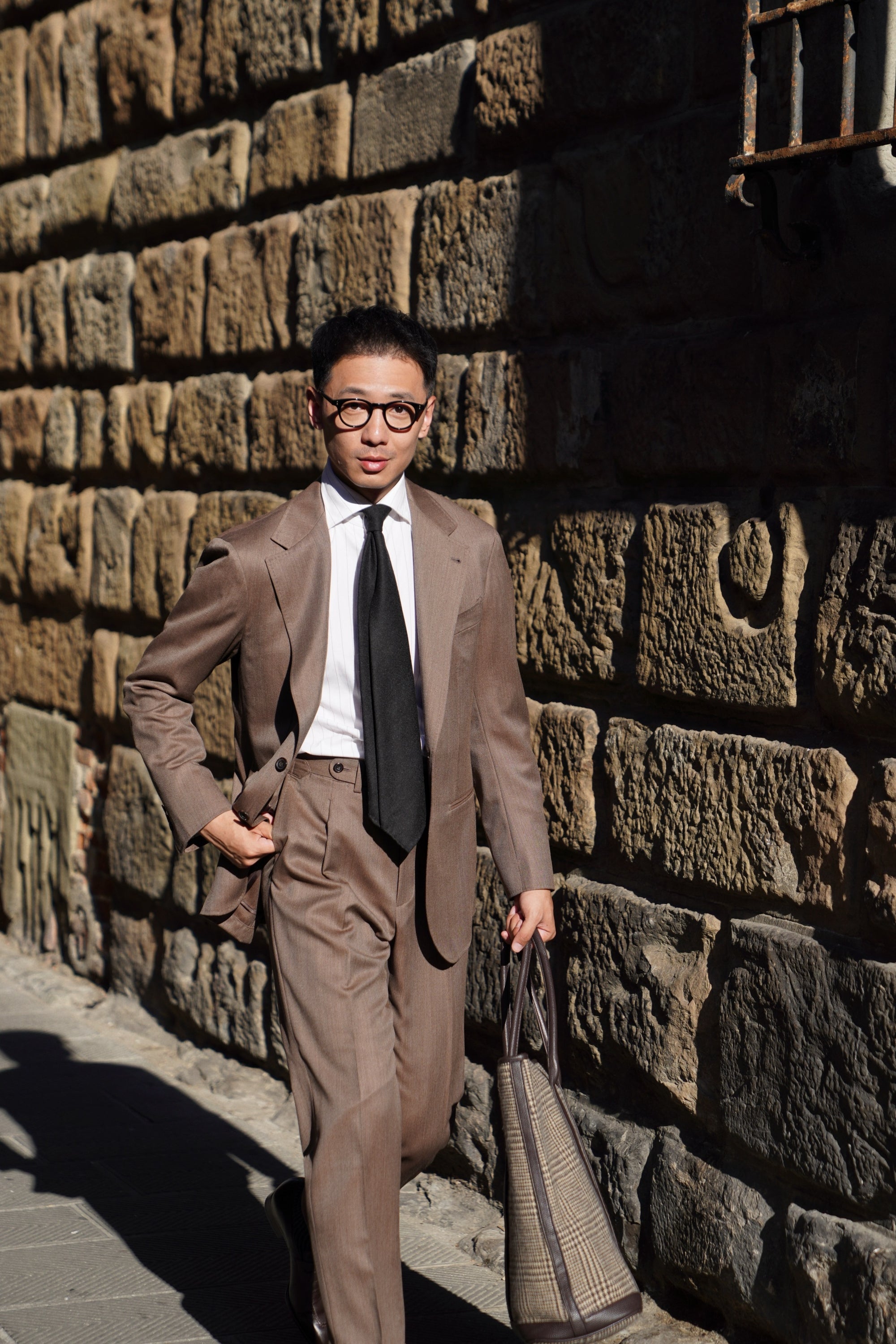 MTO Brown Whipcord 130s Wool Suit #423