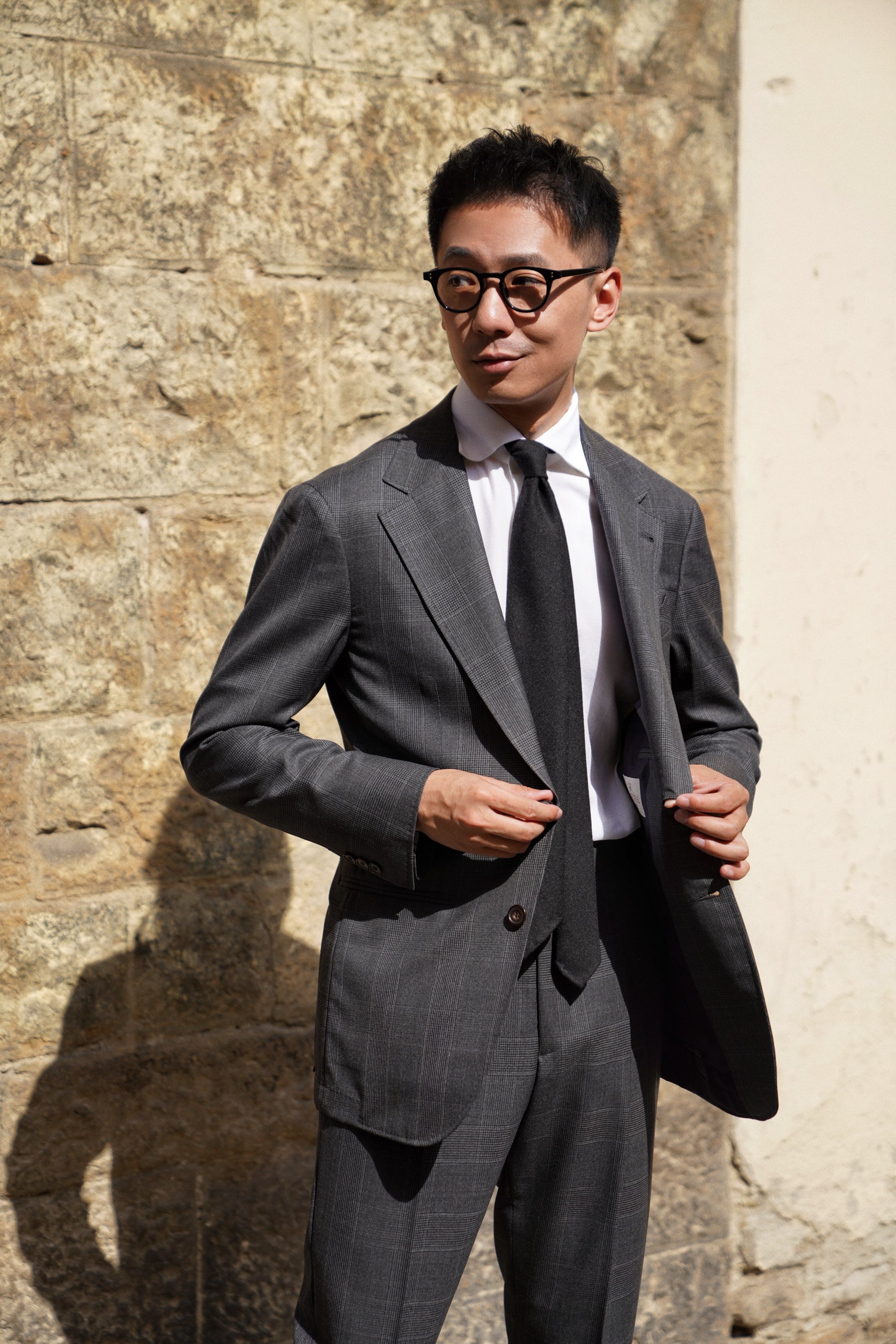 MTO Dark Grey Glen Check 130s Wool Suit #420
